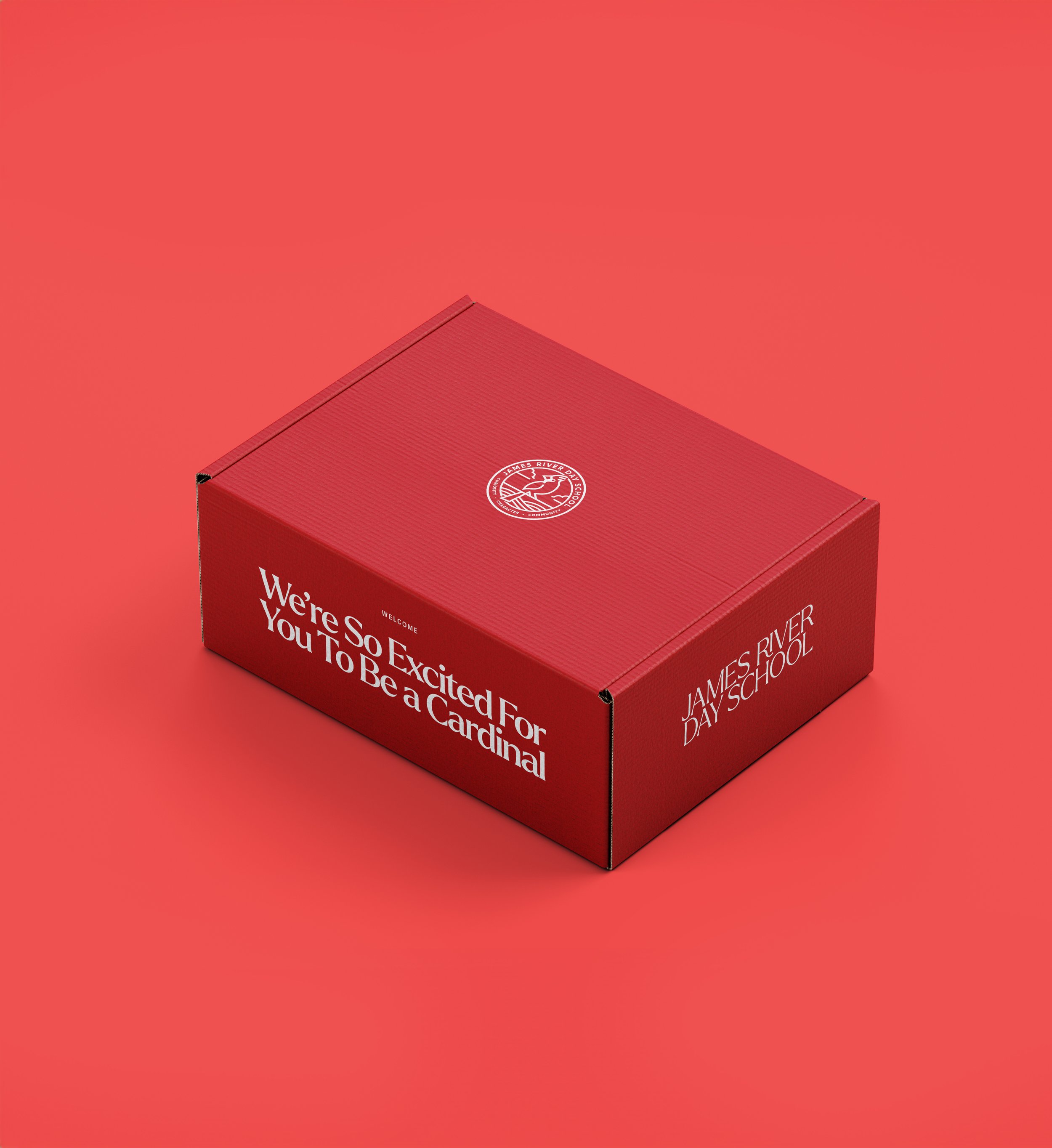 Custom packaging featuring James River Day School's new logo.