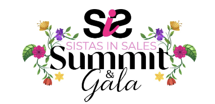 Logo for Sistas in Sales Summit & Gala with floral decorations.