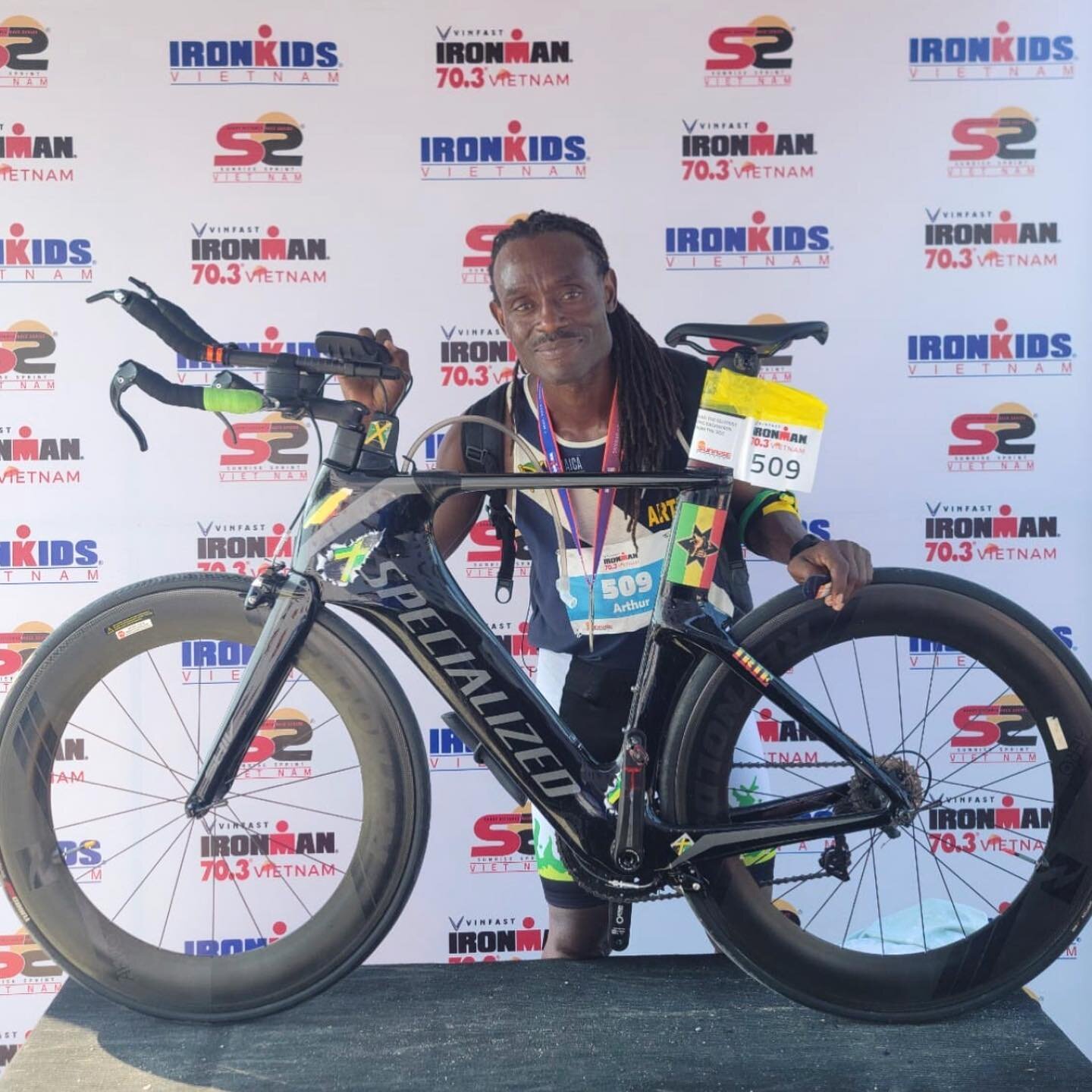 Congratulations to Arthur &ldquo;Dread&rdquo; Vendryes who brought the Jamaican🇯🇲heat to the Ironman 70.3 in Vietnam! 🇻🇳 A wetsuit-less ocean swim &amp; a ton of heat and humidity for the rest of the race led to a challenging but awesome day!👏

