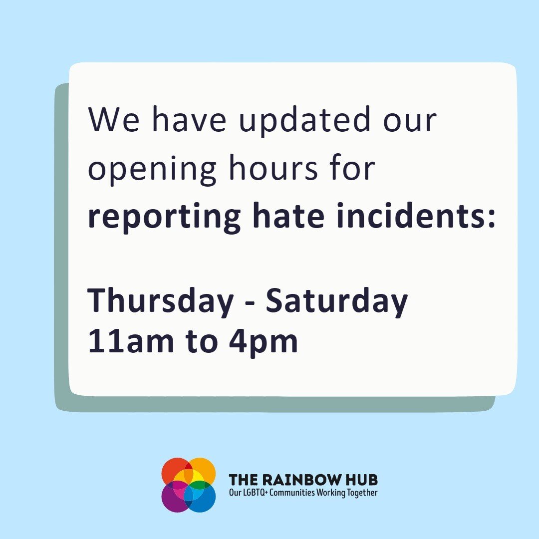 UPDATE: We have updated our opening hours for reporting hate incidents. You can pop in to see us at the Ledward Centre or call us on 07714 782585 between Thursday to Saturday from 11am to 4pm. 

You can email us at any time throughout the week and we