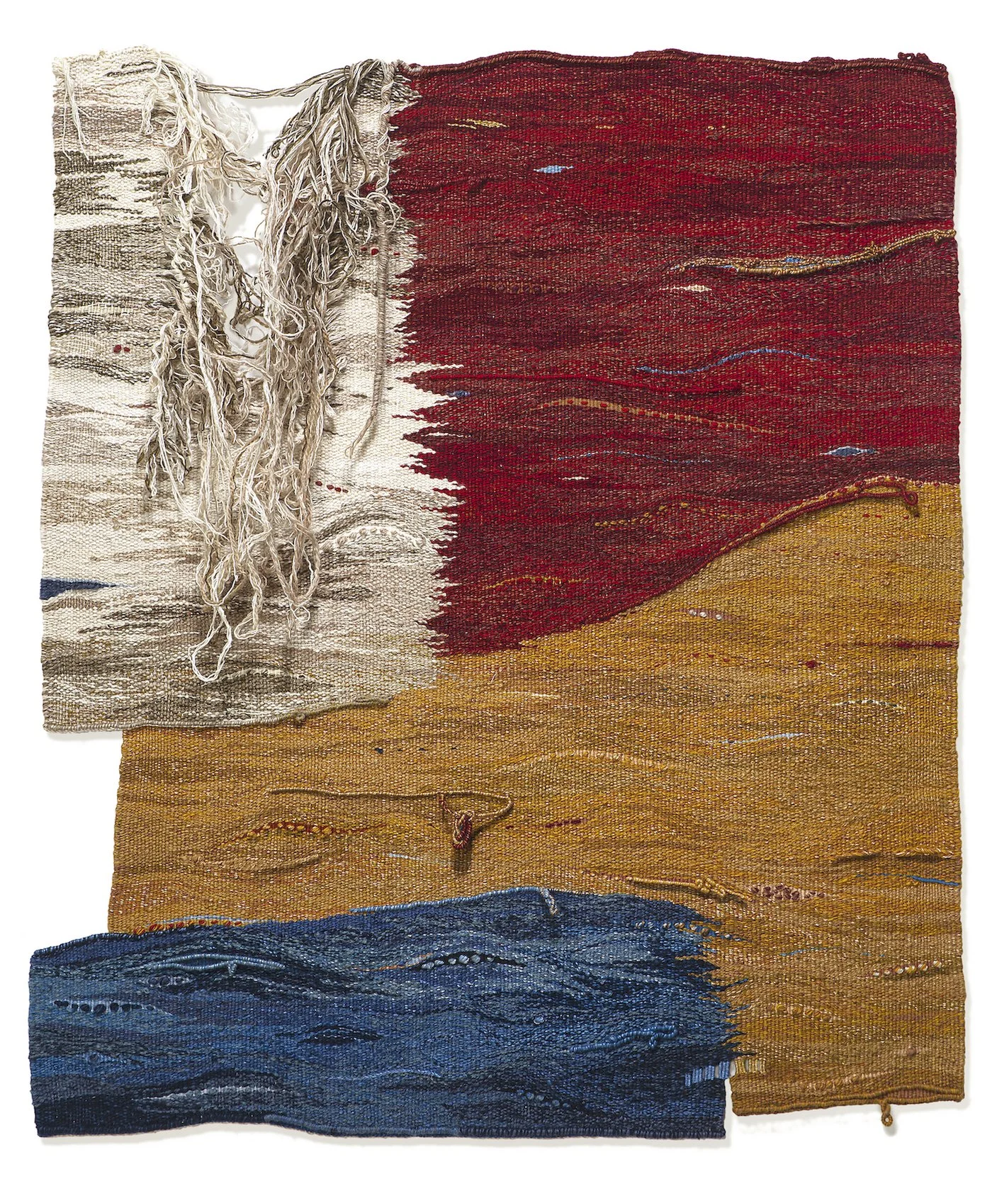 Sue Weil 
  Releasing the Spirits , 2023, handwoven tapestry, 34" x 28" x 0.5" 