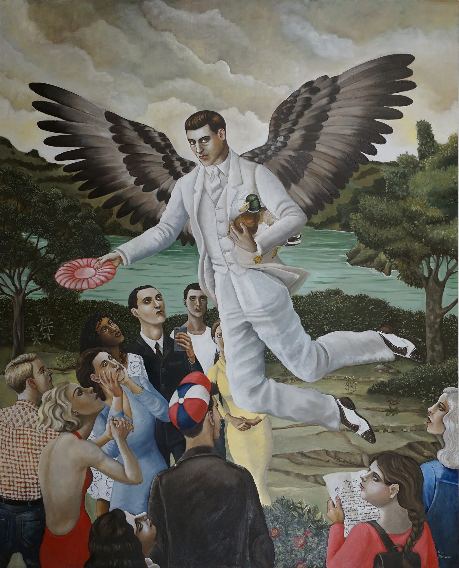 Erika Meriaux   Eros and His Followers, 2021, oil on linen, 60" x 48" x 1.5"