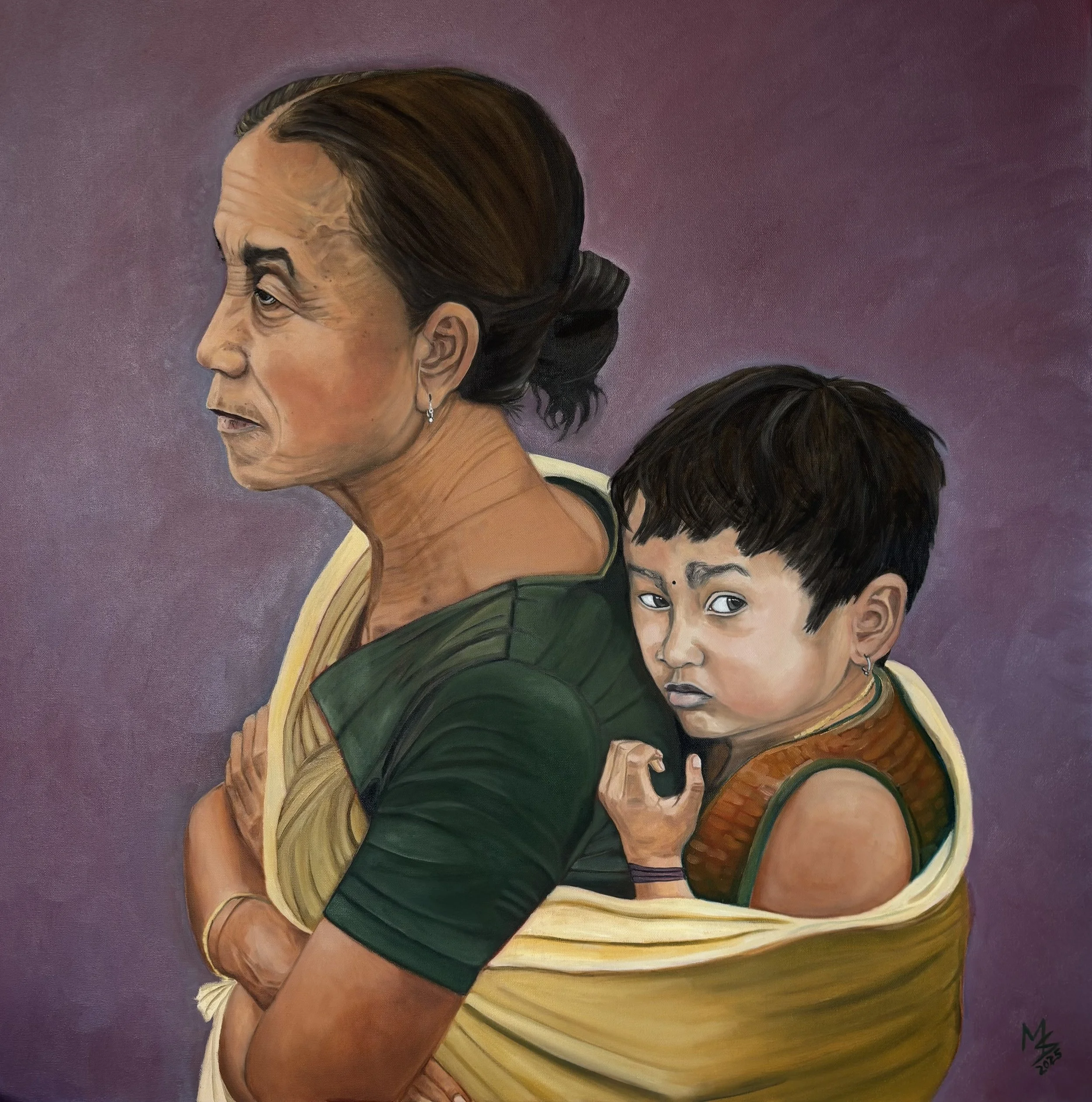 Meghna Sharma    Mother and Child , oil on canvas, 36” x 36”