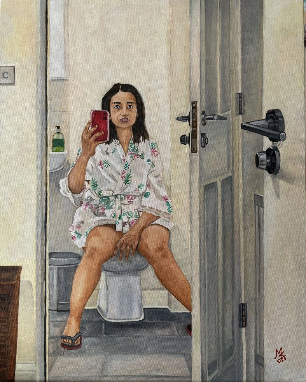 Meghna Sharma, As I Am, 2024, oil on canvas, 36" x 24" x 1"