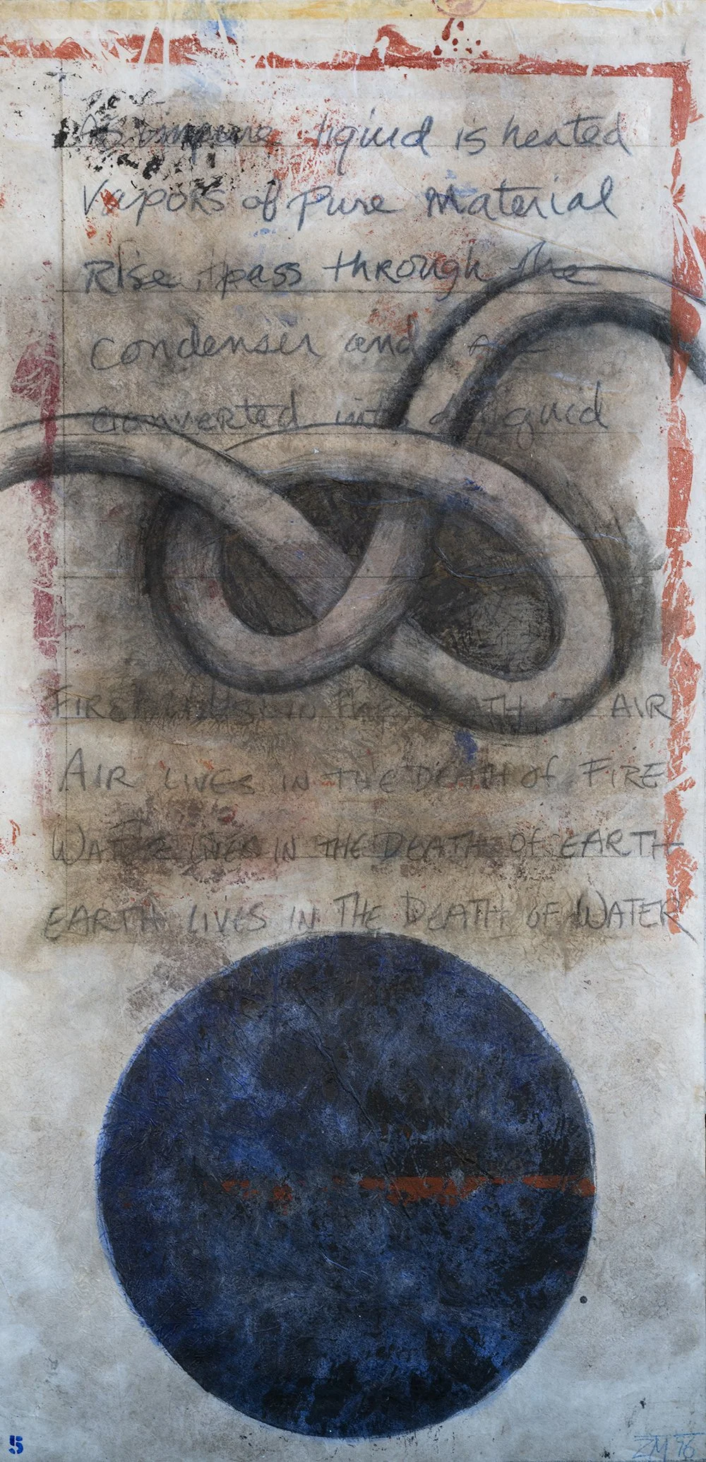 Zea Morvitz  Pure Material , 1996, acrylic and mixed media on remay, 82” x 40”