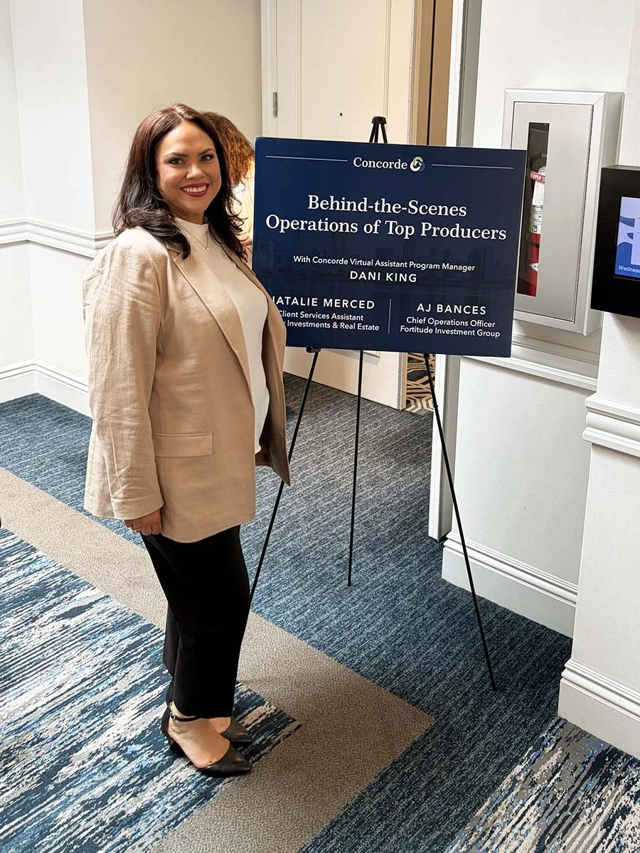 Natalie Merced standing next to session signage at Concorde national conference 2026