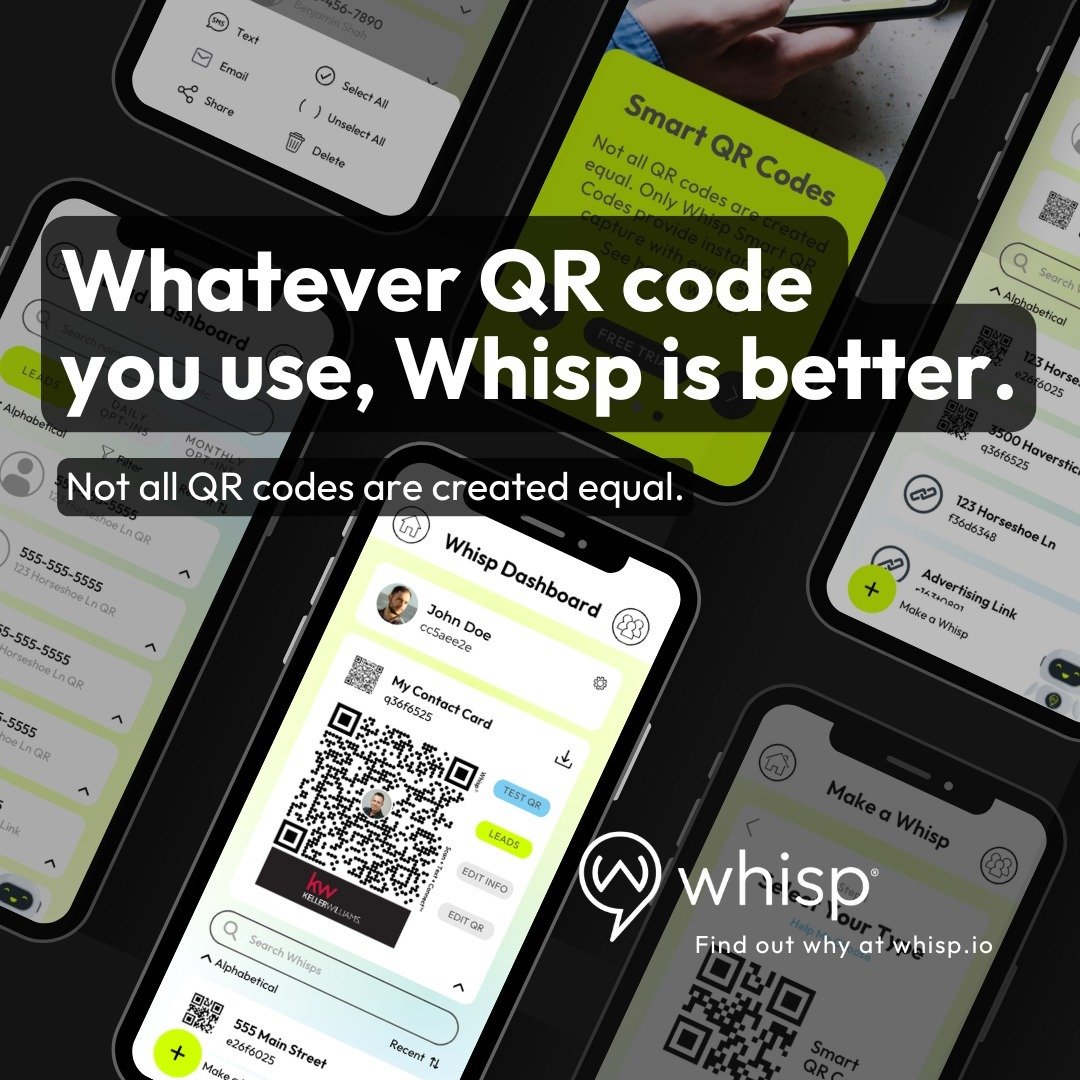 Whisp is the only 2-way QR code technology that instantly captures a cell number with every smart QR code scan. 📲 Now available in an app.

#qr #qrcodes #smart #leadcapture #leads