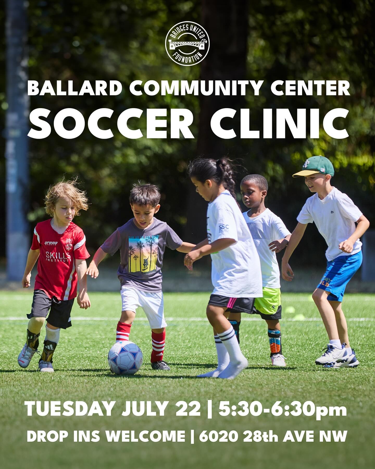 Community clinic in our own backyard! Join us at the Ballard Community Center on Tuesday! 🫶⚽️