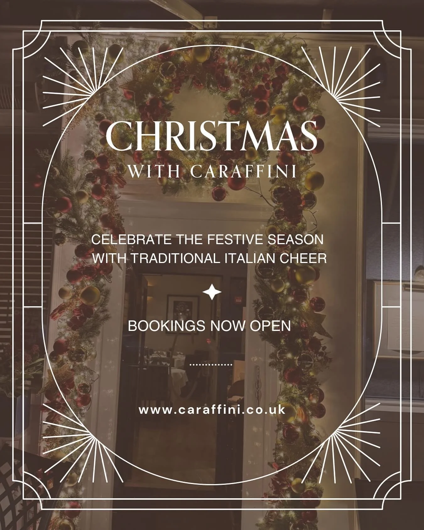 The festive season is filling up fast at Caraffini ✨

From cosy family gatherings to date nights under the twinkly lights or end-of-year team dinners, our tables are ready for every kind of celebration. 

Book now and let us take care of the rest.
