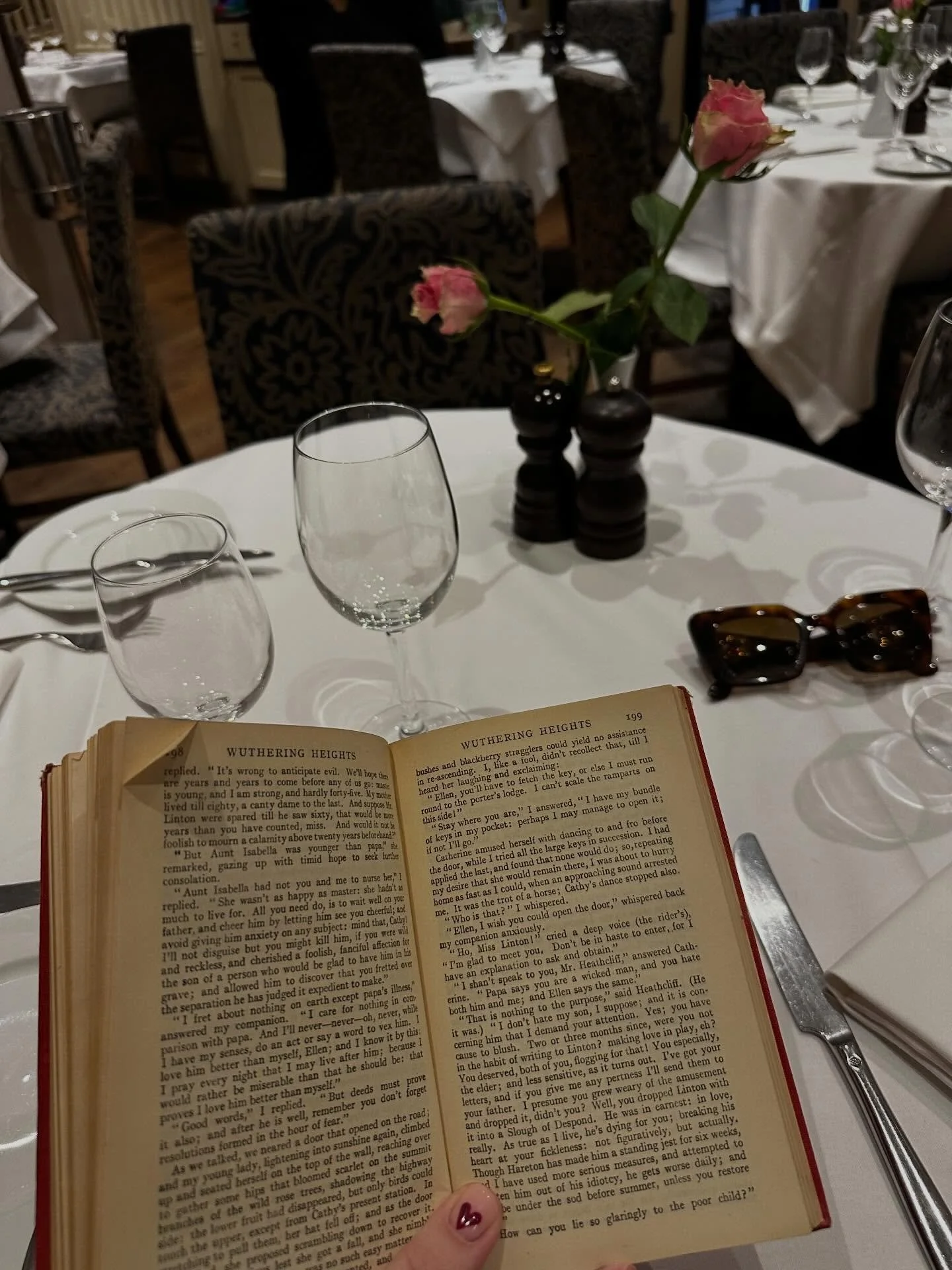 A quiet corner. A crisp white tablecloth. And a well-loved copy of Wuthering Heights waiting between courses 🌹

At Caraffini, dinner is never rushed. It&rsquo;s savoured &mdash; like a good book, a beautiful wine, and the company across the table.

