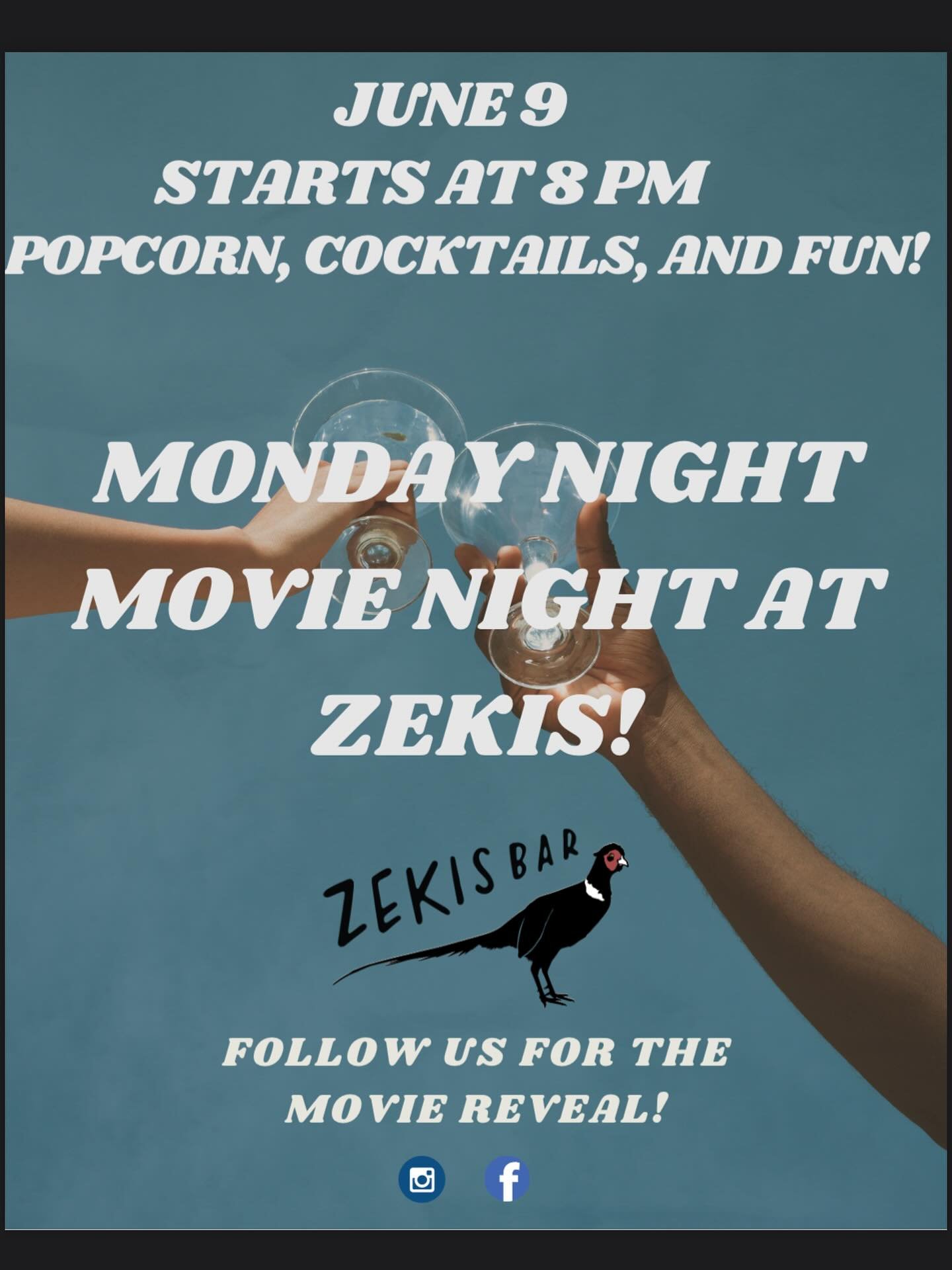 Lights, Camera, Cocktails!🎥🍸Grab a drink and take a seat&mdash;Zekis is rolling out the red carpet Monday, June 9th for our first official movie night!🍿Arrive by 7:30 to reserve your seat for an 8 o&rsquo;clock showing! 🎬#zekisbar #movienight #po