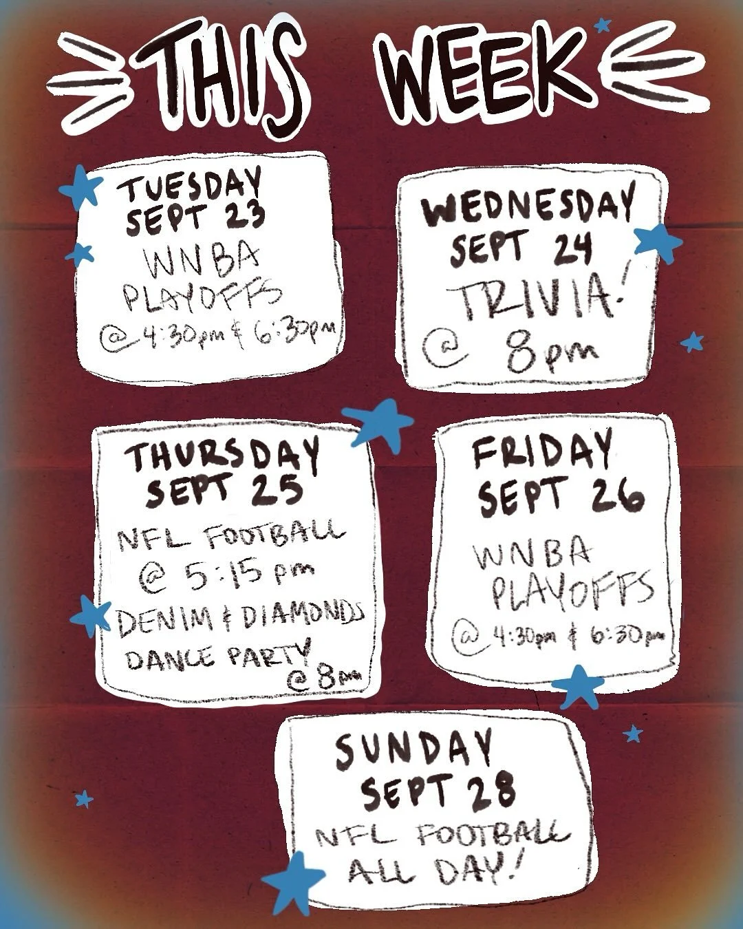 Lots of fun to be had this week! Come yell at the TV, expand your brain with some trivia, or start bedazzling your denim chaps, it&rsquo;s time to partaaayyyyy