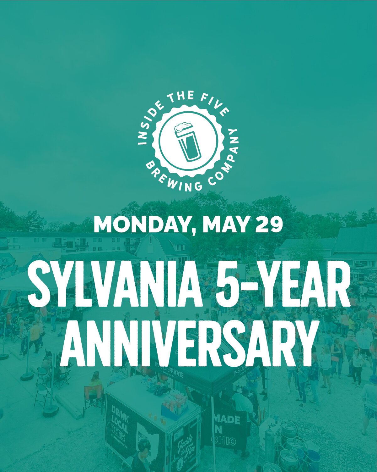 Our Memorial Day 5-Year Anniversary party is 2 weeks away in Sylvania.
Save the date = Monday, May 29th!

*MUSIC*
11am-1pm Angel Tipping
1-3pm Whitehead/Mac
3-5pm Echo Record
5-7pm Breaking Ground
7-10pm Distant Cousinz

*FOOD TRUCKS*
Wandering Bean 