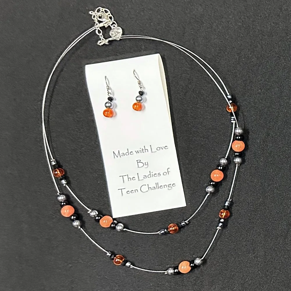 The Hope Necklace & Earring Combo | Orange
