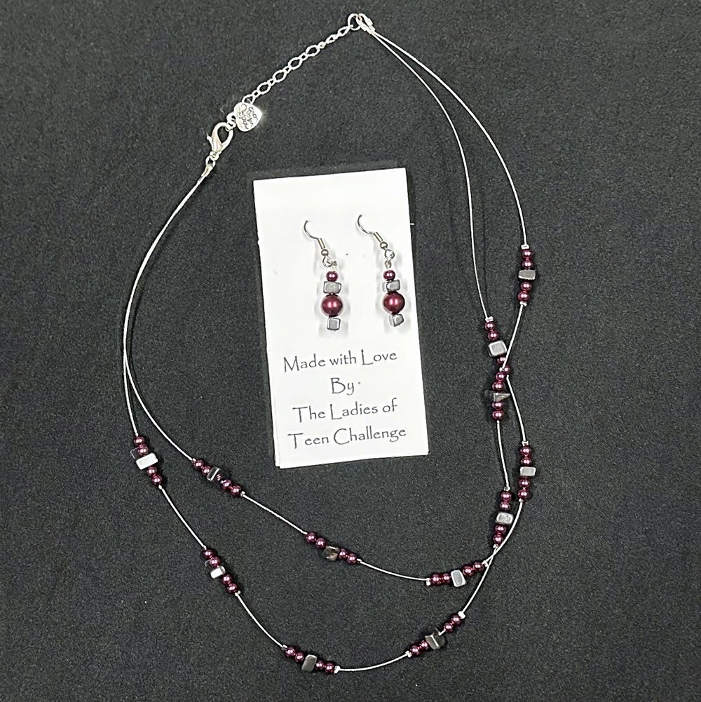 The Hope Necklace & Earring Combo | Purple