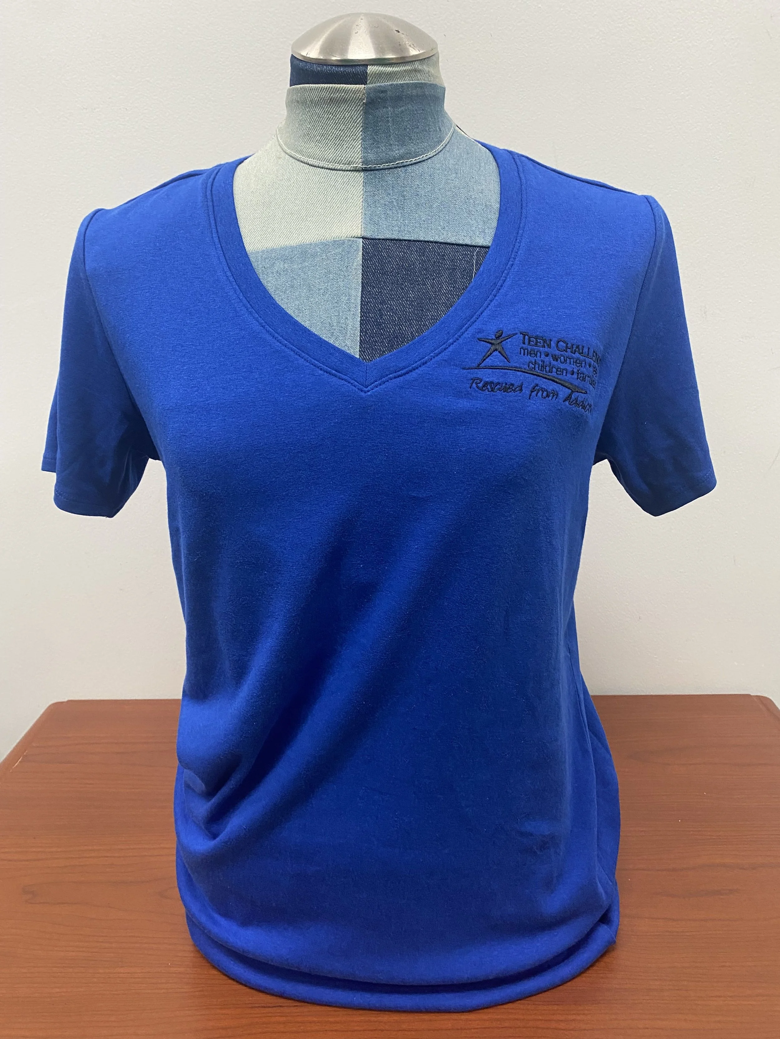 Ladies Blue V-Neck TC T-Shirt