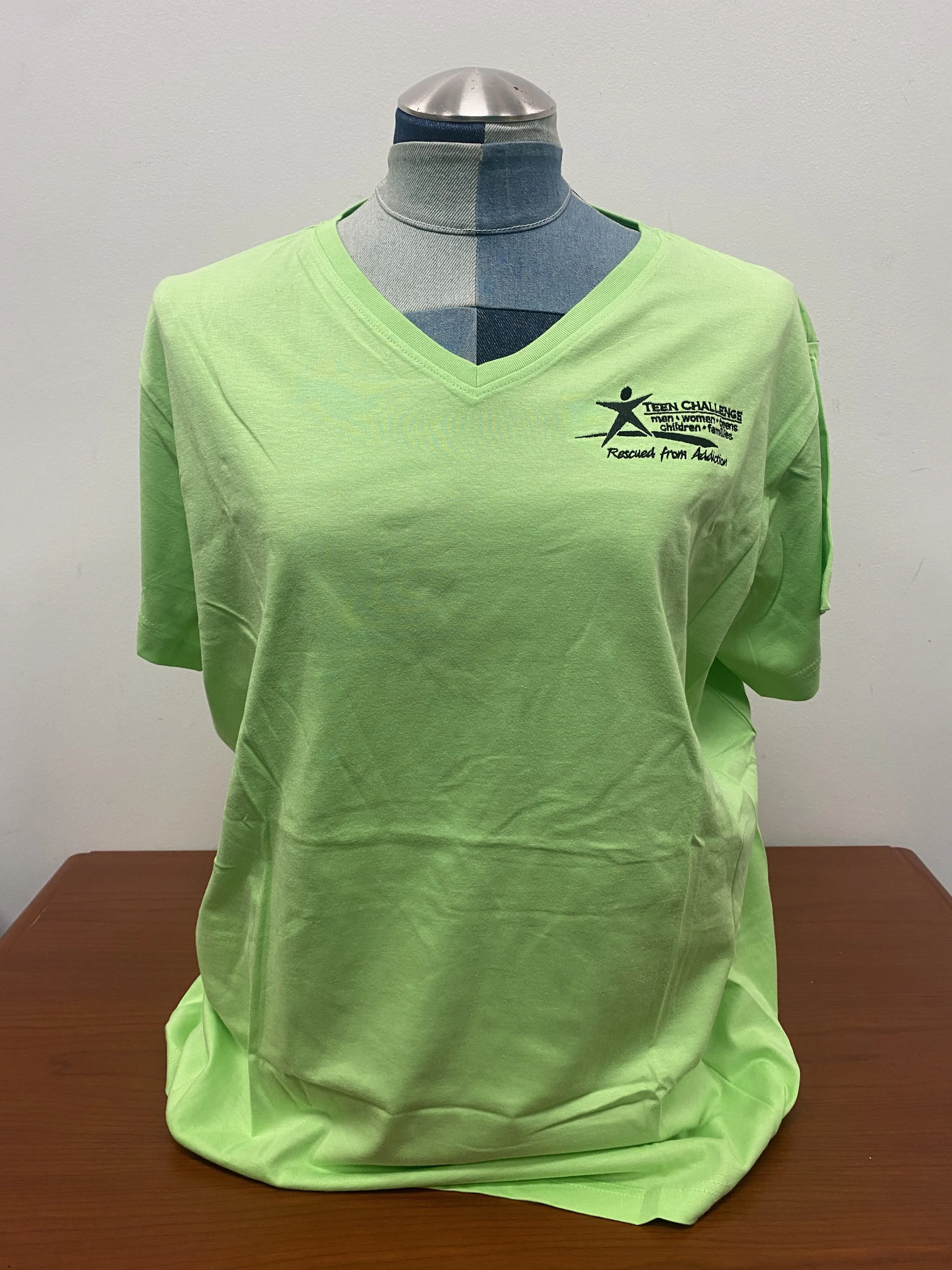 Ladies Neon Green TC V-Neck T-Shirt