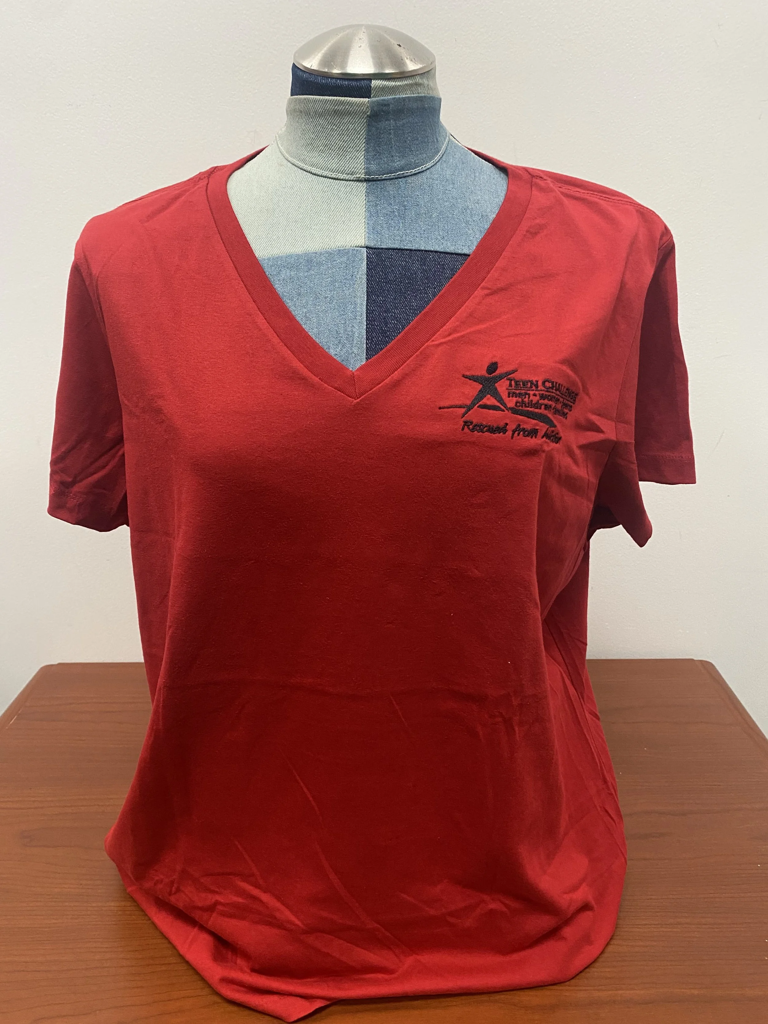 Ladies Red V-Neck TC T-Shirt