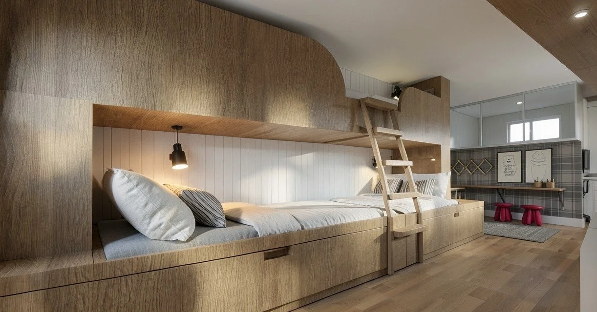 Ici, on dort, on joue et on apprend 💭🧸
Une chambre d&rsquo;enfants o&ugrave; chaque espace a &eacute;t&eacute; pens&eacute; pour suivre leur quotidien.

Vous avez un projet en t&ecirc;te ? &Eacute;crivez-nous

 #design #designer #designinspiration 