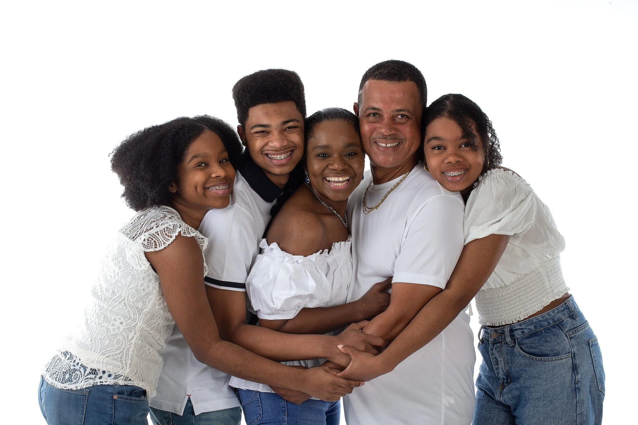 Fun family photo with teenagers in studio in Yellowstone County, Montana in Laurel