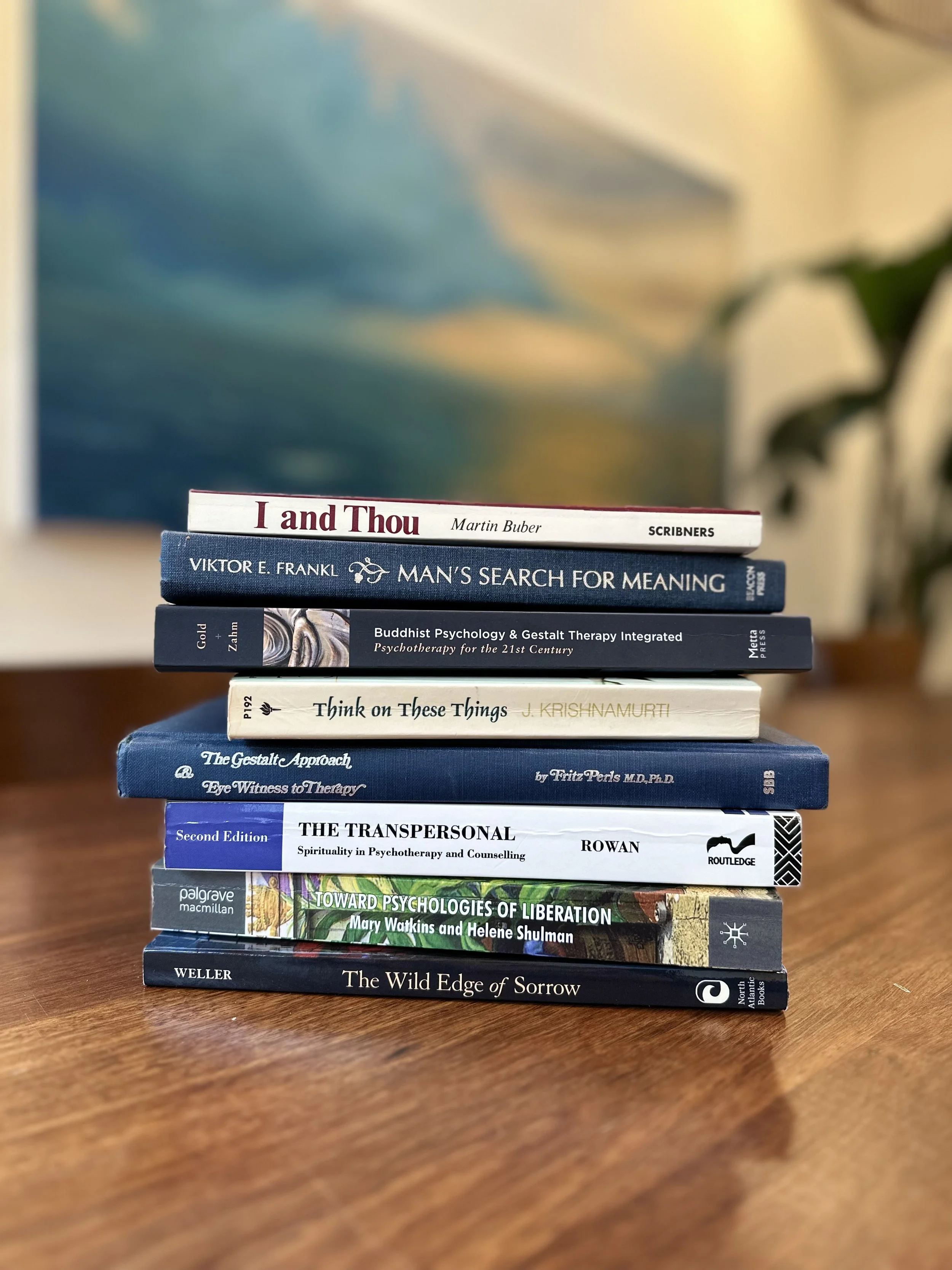 A stack of books on Gestalt psychology and Existential Phenomenology