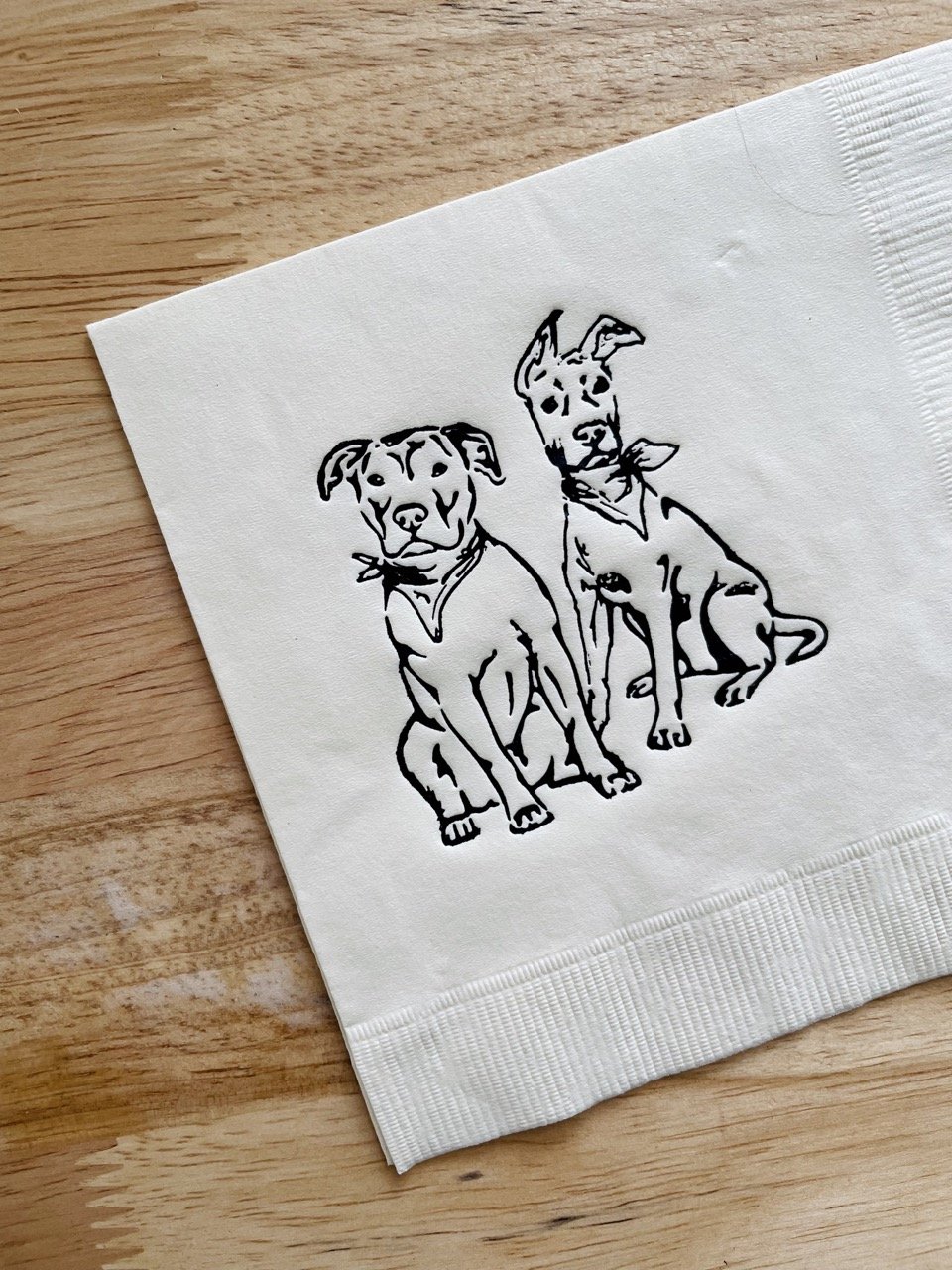 custom pet illustration foiled on cocktail napkins