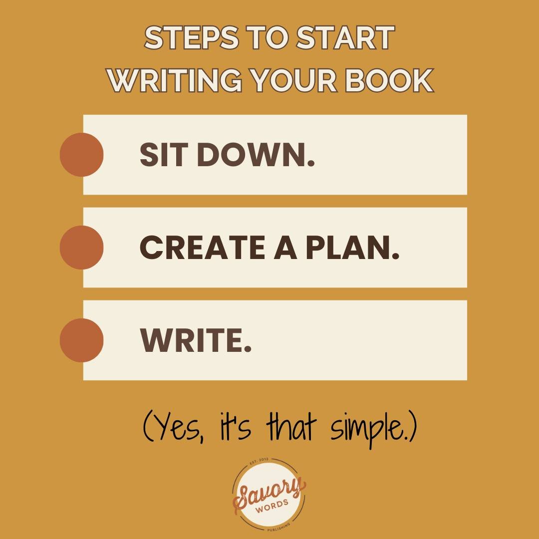 Here are three steps to start writing your book. That's how simple it is &mdash; although it's not for the faint of heart, because writing clearly involves many hours of work.

Contact us today to learn how Savory Words can help you through your proc