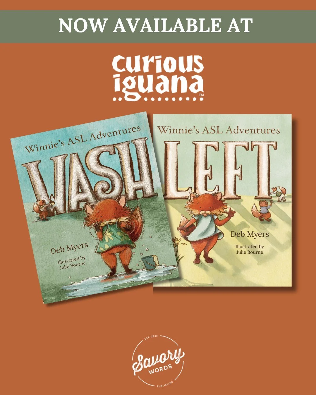 We are beyond thrilled to announce that Curious Iguana in downtown Frederick is now carrying our popular &quot;Winnie's ASL Adventures&quot; series written by Deb Myers and illustrated by Julie Bourne. 

Drop by today at 12 N. Market St. and buy your