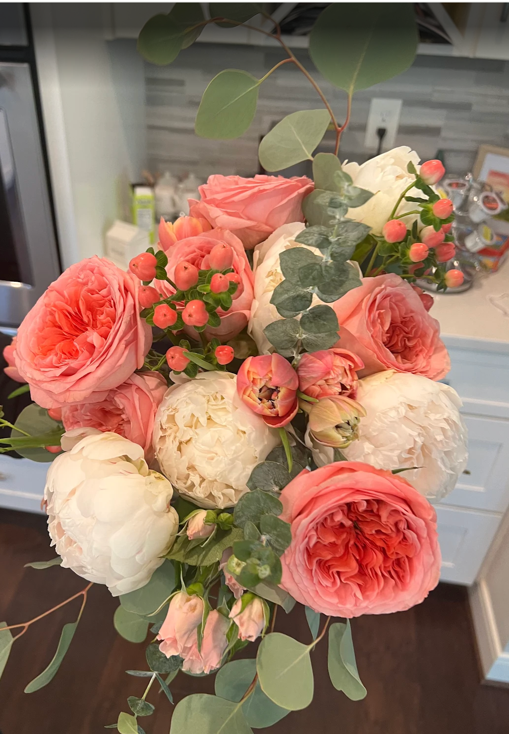 A completed hand-tied bouquet from a private class taught by Fashionable Florist.