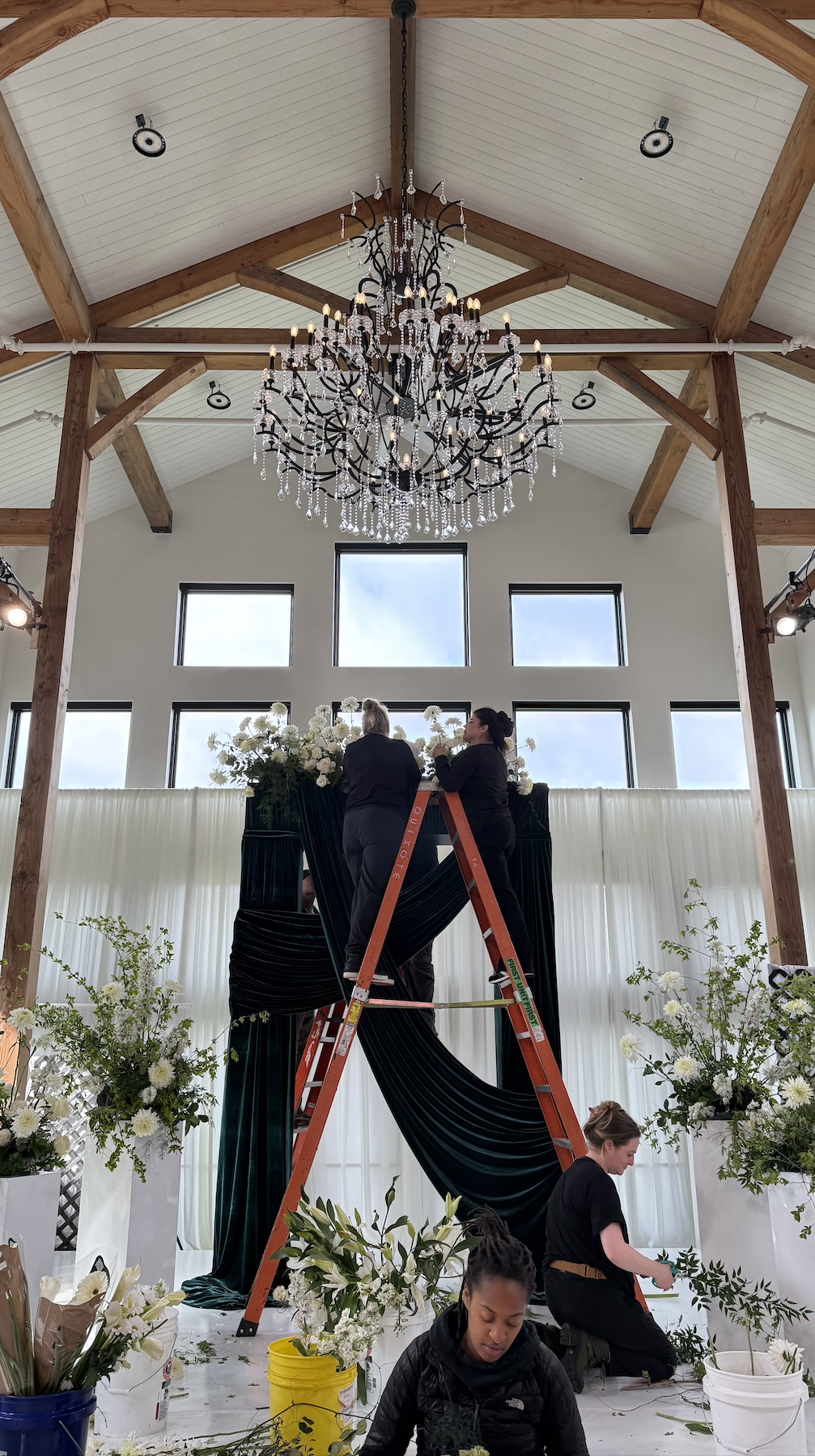 Floral designers working on one of the weddings for Love is Blind.