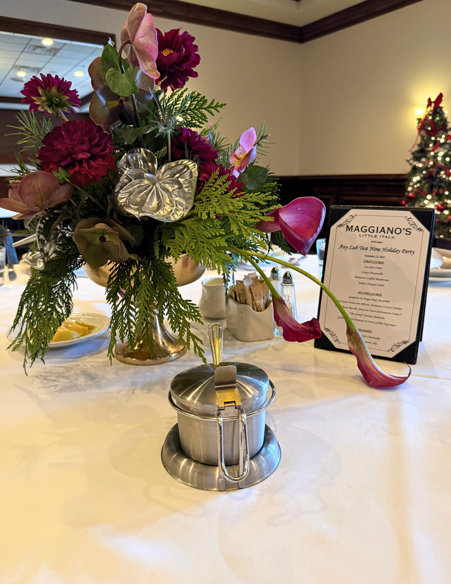 Holiday centerpieces for holiday parties.