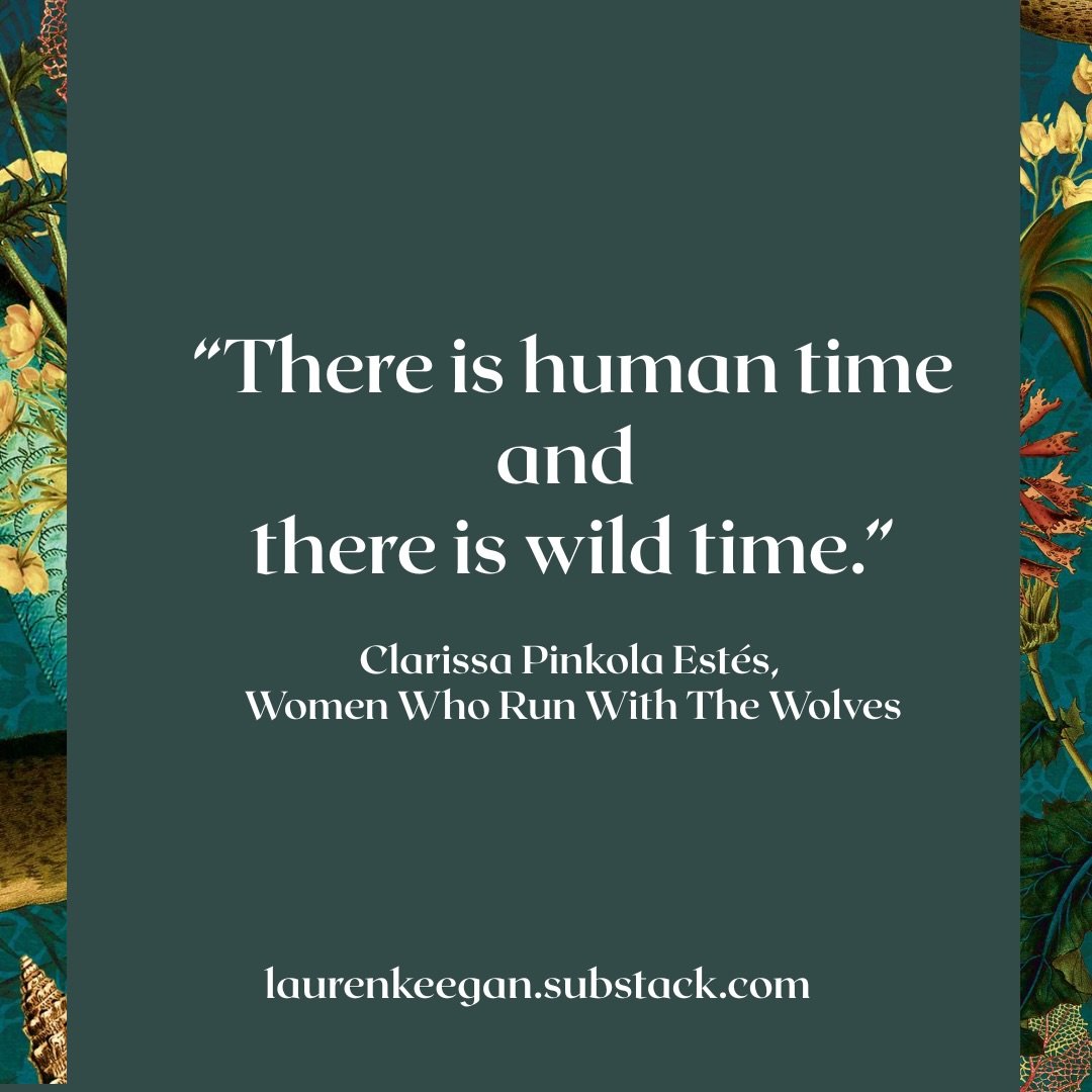 &ldquo;There is human time and there is wild time&rdquo;
- Clarissa Pinkola Est&eacute;s, Women Who Run With The Wolves

This is the opening quote in The Woman in the Seal Skin. I love it!

Est&eacute;s, a psychoanalyst, explores the wild woman arche