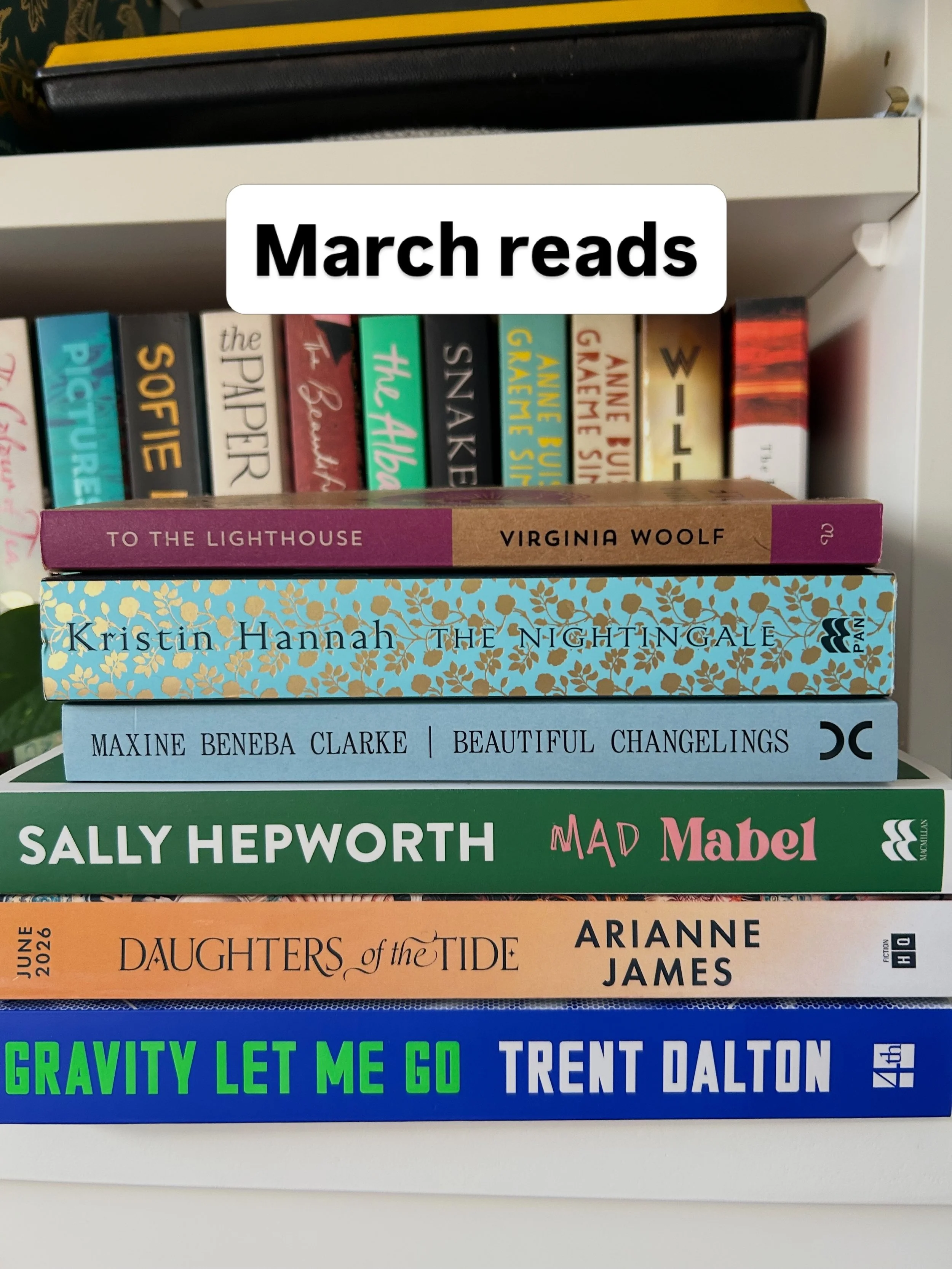 It&rsquo;s almost mid-May and I&rsquo;m behind on book reviews for March/ April. So here&rsquo;s a quick snippet of what I&rsquo;ve been reading. 

March
💡 To the lighthouse by Virginia Woolf- I have been researching lighthouses for a manuscript. Th