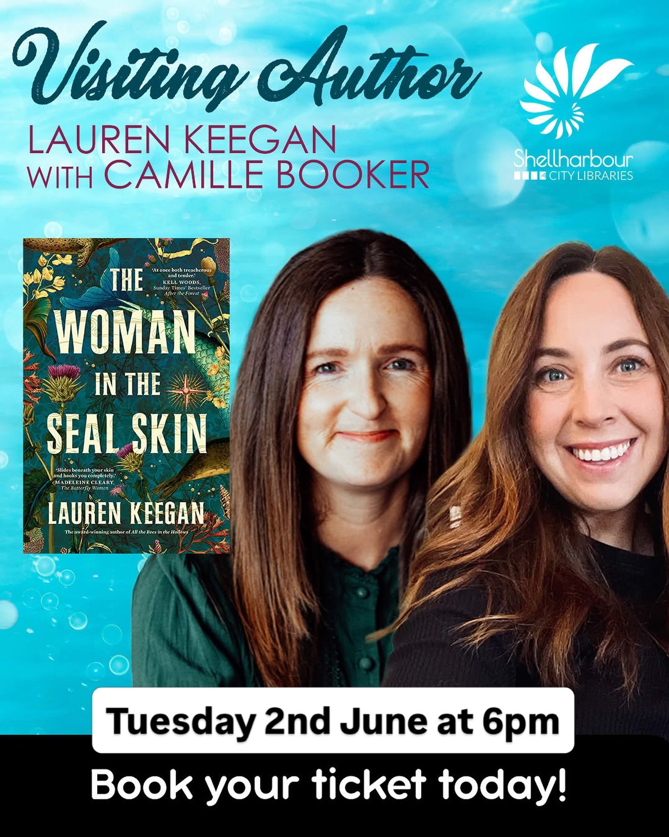 Join me at Shellharbour City Library where I will be in conversation with my lovely author friend Camille Booker.

6:00PM - 8:00PM
Tuesday 2 June 2026
Tickets are $5- Bookings Required

Your ticket includes a glass of non-alcoholic wine on arrival an