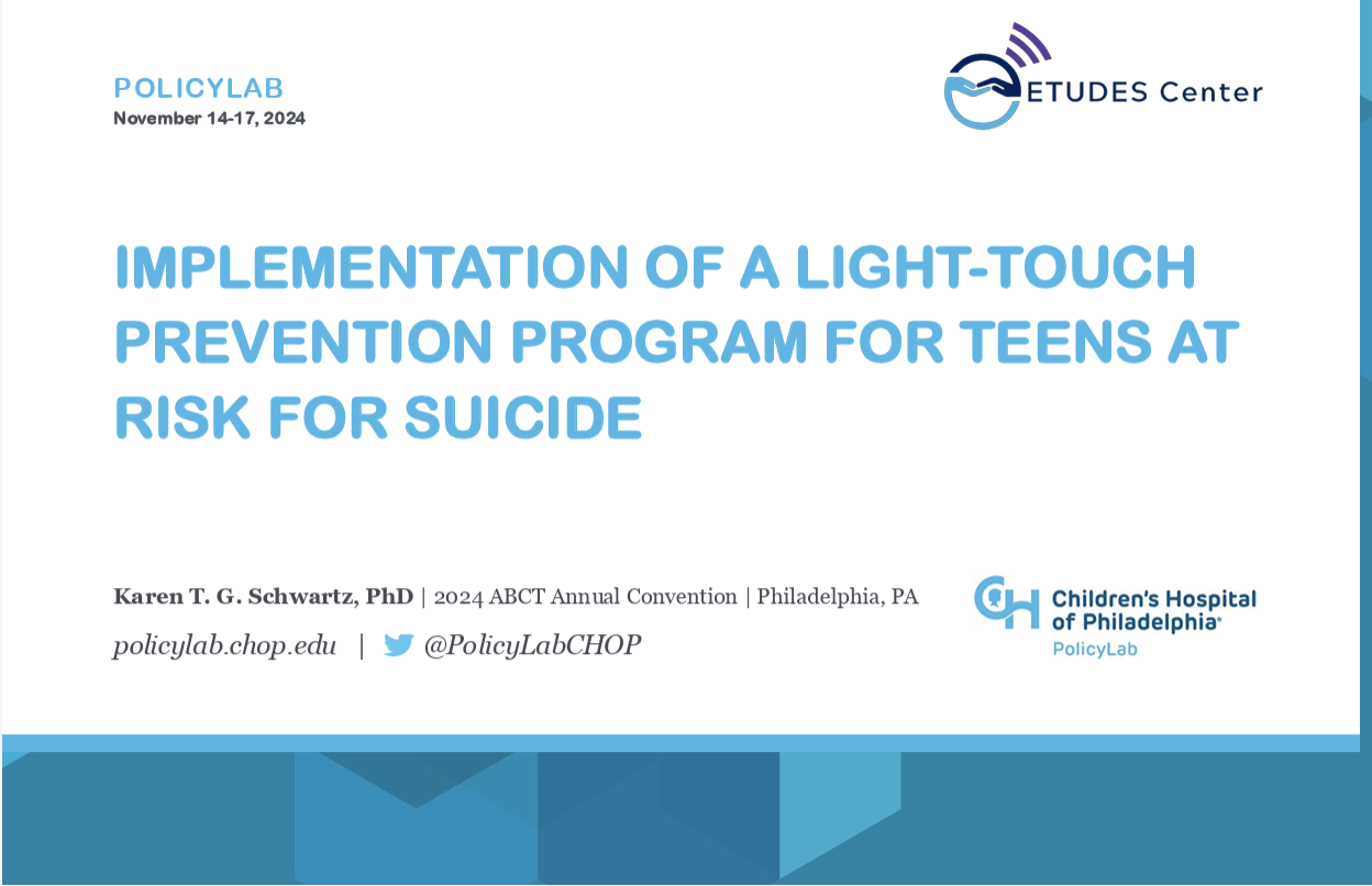 Implementation of a Light-Touch Prevention Program for Teens at Risk for Suicide
