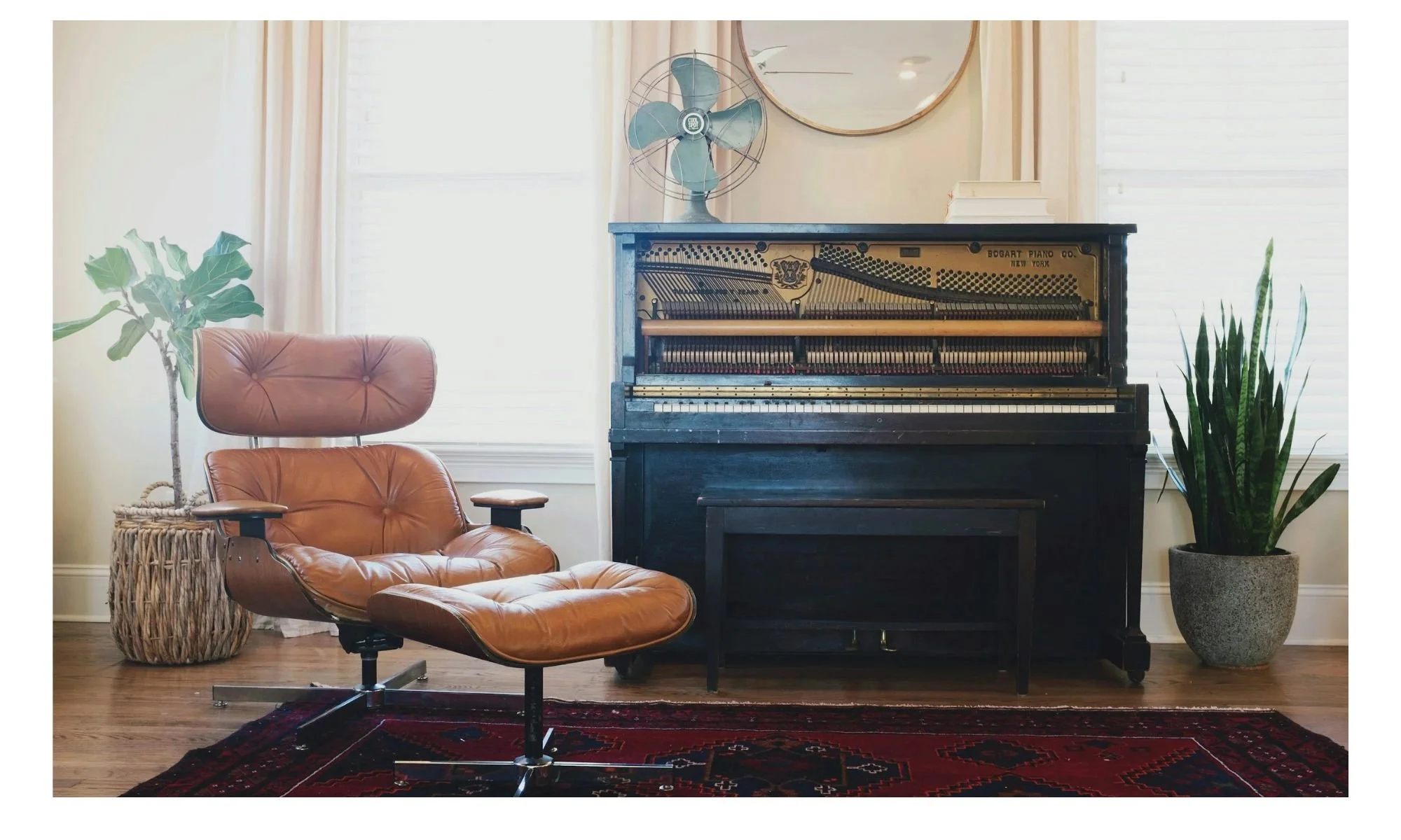 Therapy office with chair and piano