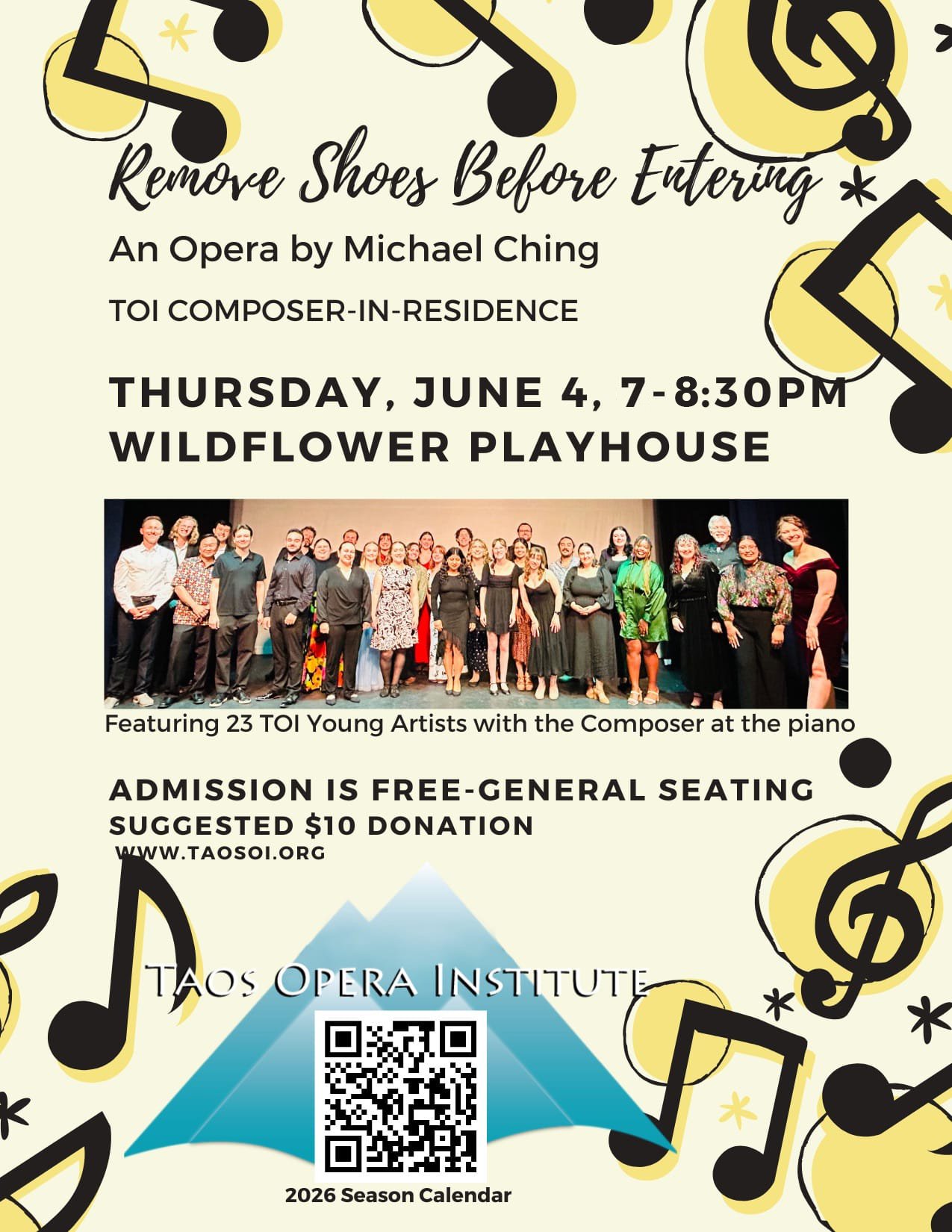 Taos Opera Institute presents RSBE (Remove Shoes Before Entering) by Composer-In-Residence, Michael Ching