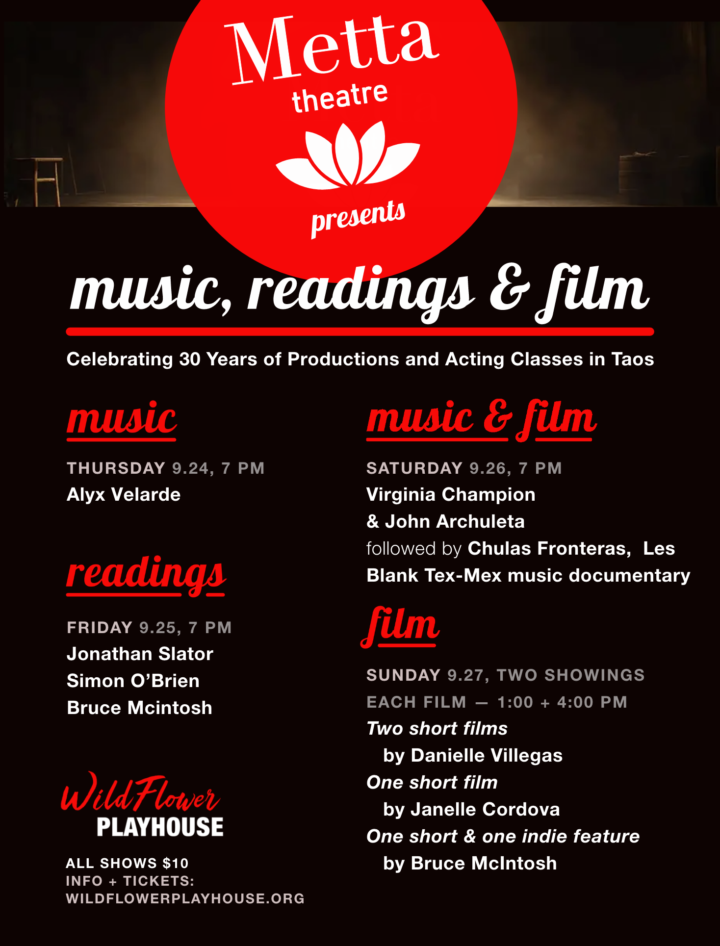 Metta Theatre presents a Weekend of Music, Readings &amp; Film