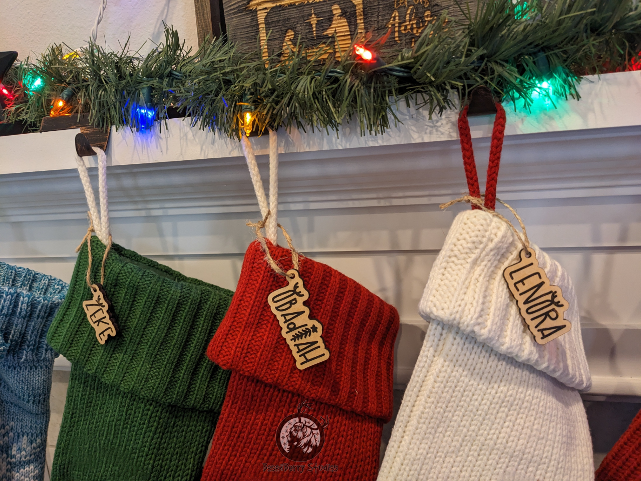 Christmas Stocking Name Tags — BosonBerry Studios — Gifts and