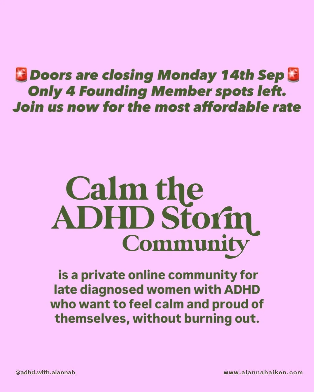 I know you&rsquo;re ready to see what&rsquo;s possible when your ADHD isn&rsquo;t holding you back &amp; you&rsquo;re kinder to yourself each day 👇

Comment / DM with &lsquo;RESET&rsquo; to grab one of the last ever Founding Member spots at $29 AUD 