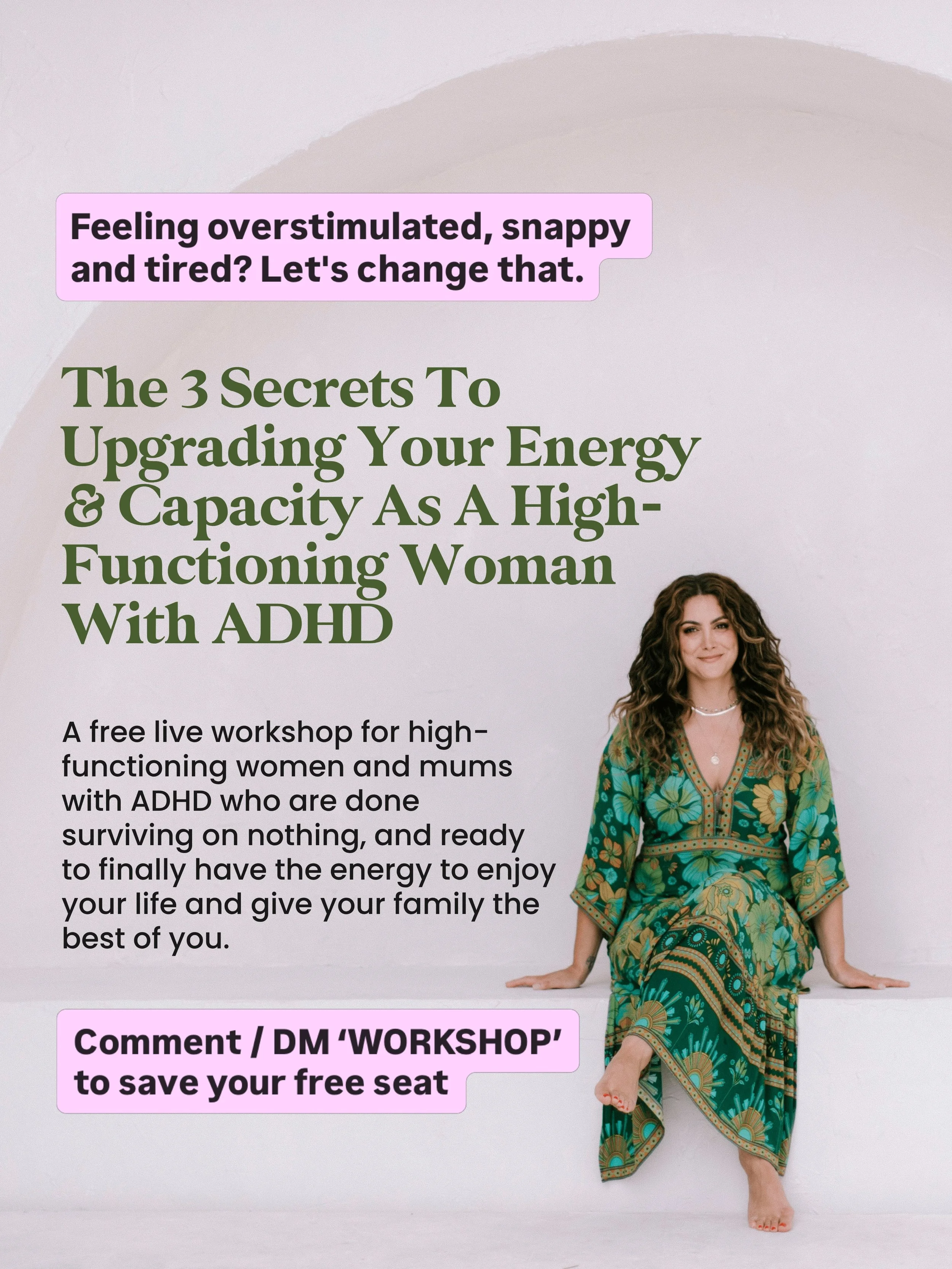 Comment / DM &lsquo;WORKSHOP&rsquo; to join me in a workshop next week ✨✨ there are 3 live times to choose from and come along to learn from the comfort of your own home. 

You are already doing the work since your ADHD diagnosis. You&rsquo;re more s