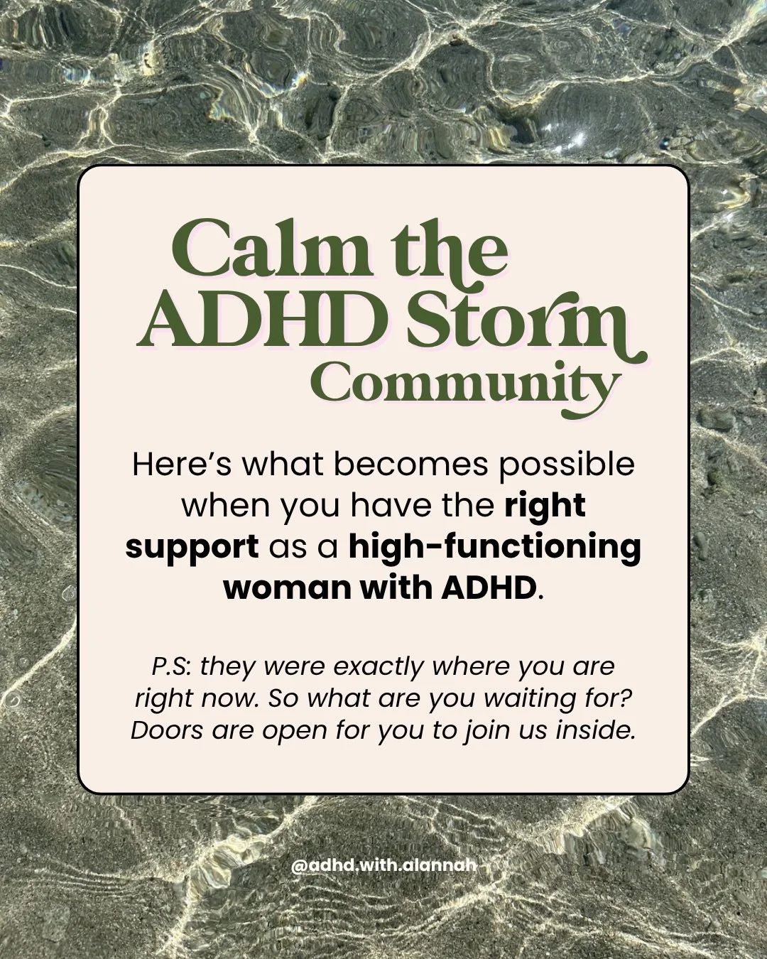 👉Comment / DM &lsquo;RESET&rsquo; to learn more and join. 
Calm the ADHD Storm Community is a private online community for high-functioning women with ADHD who are ready to finally build a life that actually works for their brain and needs.

Inside 