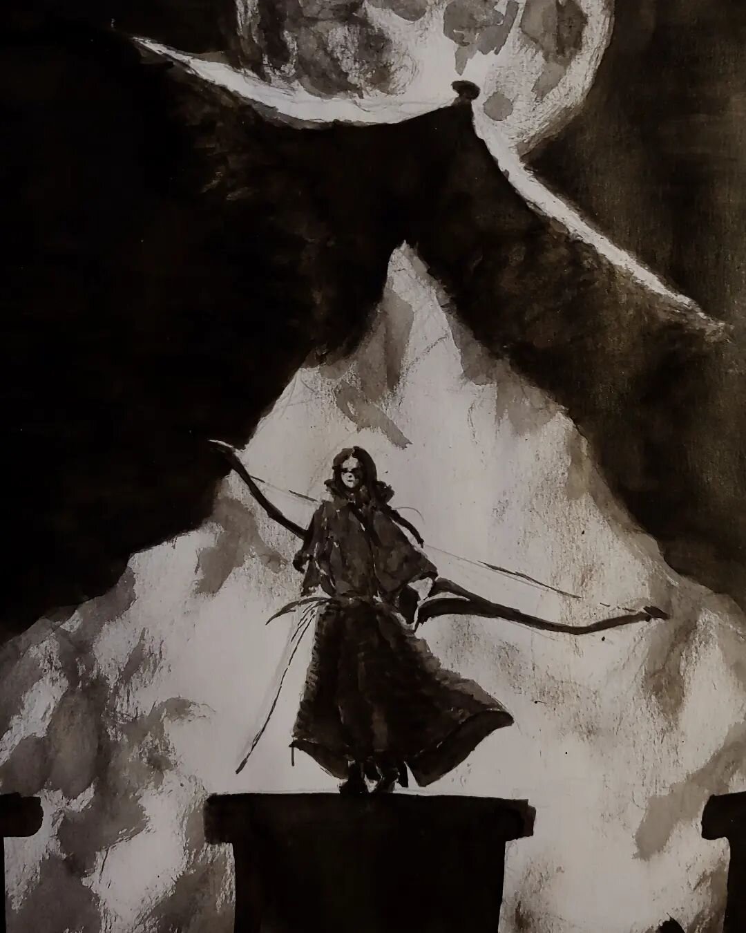 Thinking on 'The Broken Circle and The Shimmering Mountain' (1) - quick comp of what the boy saw when he became Deserter and lost his belief. Lost his Mountain.

#drawing #sketching #artwork #painting #fantasyillustration #thedungeonrunfanart #ink #i