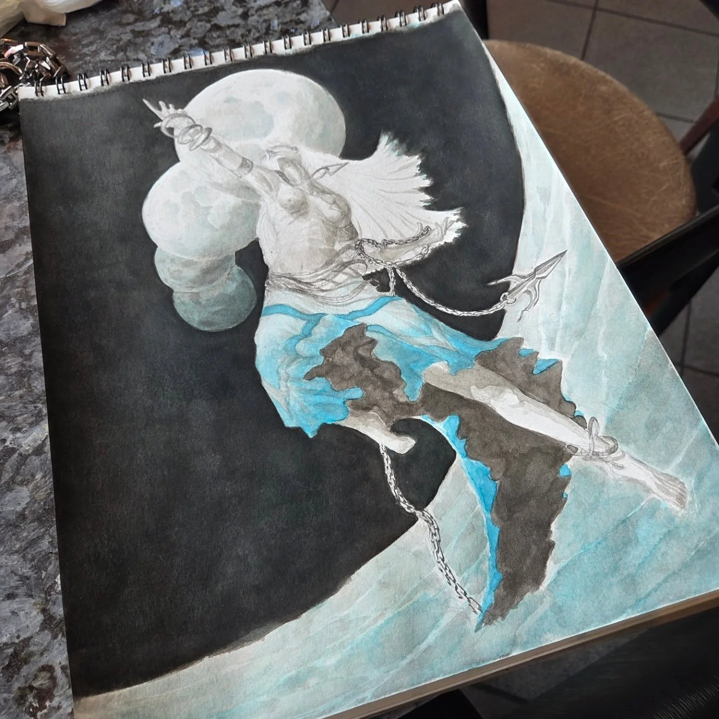 NRT - WIP - Sea Maiden

+Blue and a little green 

#art #fantasyart #alchemy #inkdrawing #watercolor