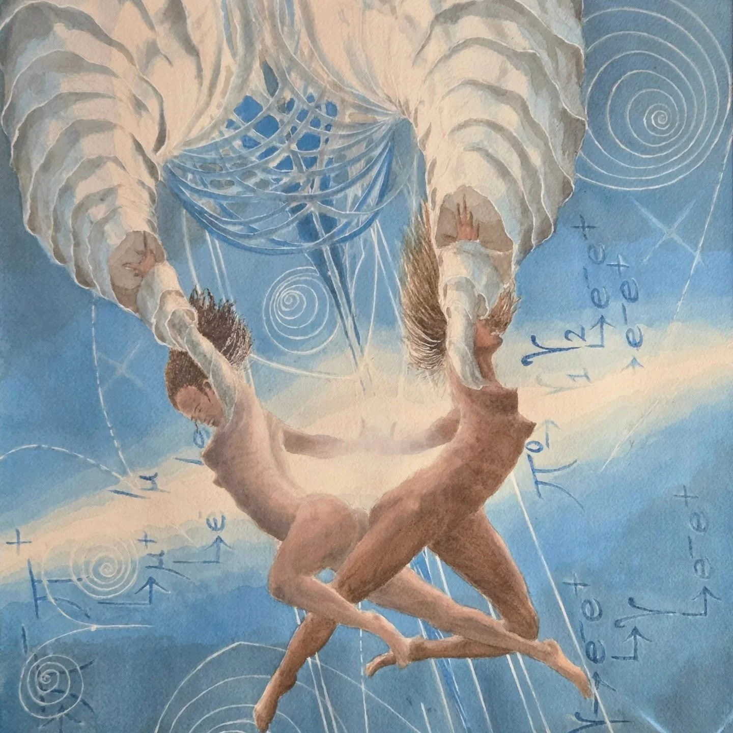 'Contraterrene'

A dramatic take on the concept of a matter-antimatter annihilation. Here is an electron and positron interacting.
I put some effort into balancing what's apparent here with the borrowed equations for a Neutral Khaon, Photon(gamma), a