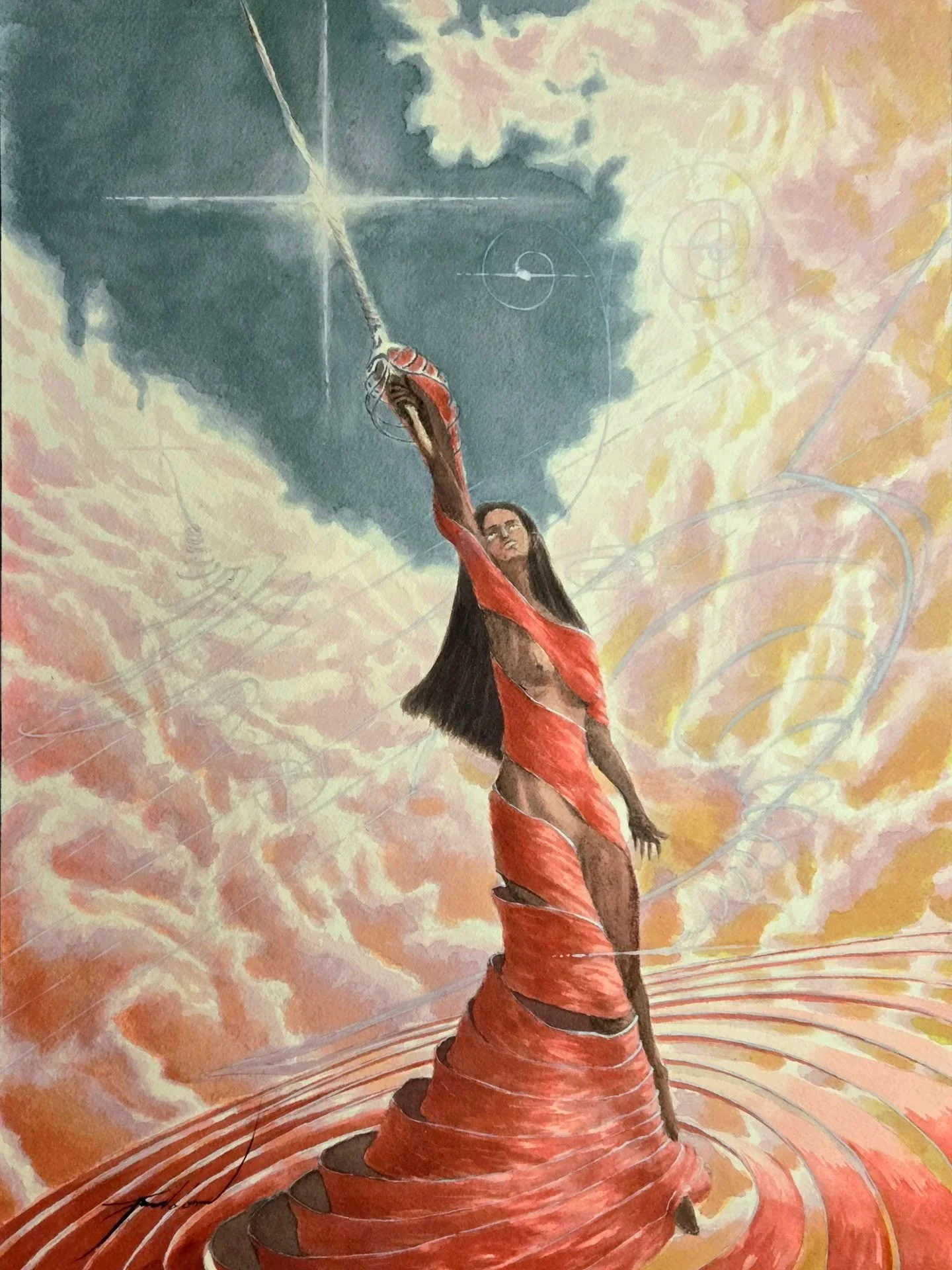 'e+'
Another CERN-inspired painting birthed from my fascination with bubble chamber photos. 
This one is less focused on being precise with the imagery/interpretation of the chamber and more about expressing how much I enjoy The apparatus for reveali