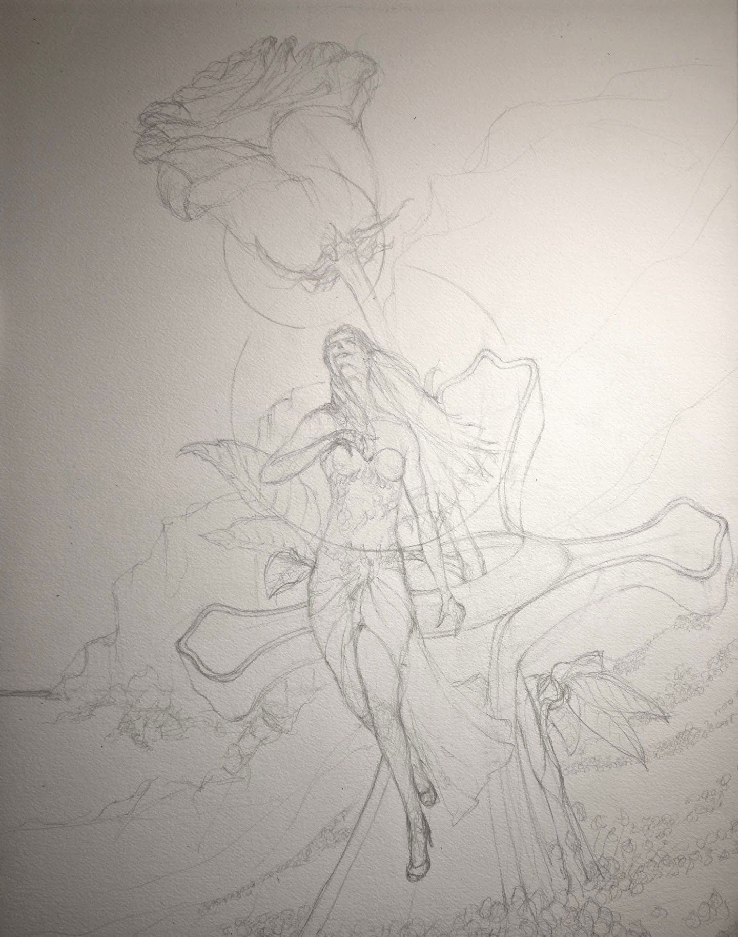 Thinking on Roses 

Lines are mostly done. 
Will have to redefine the face and readjust the circles before I do anything else

#wipart #drawing #sketch