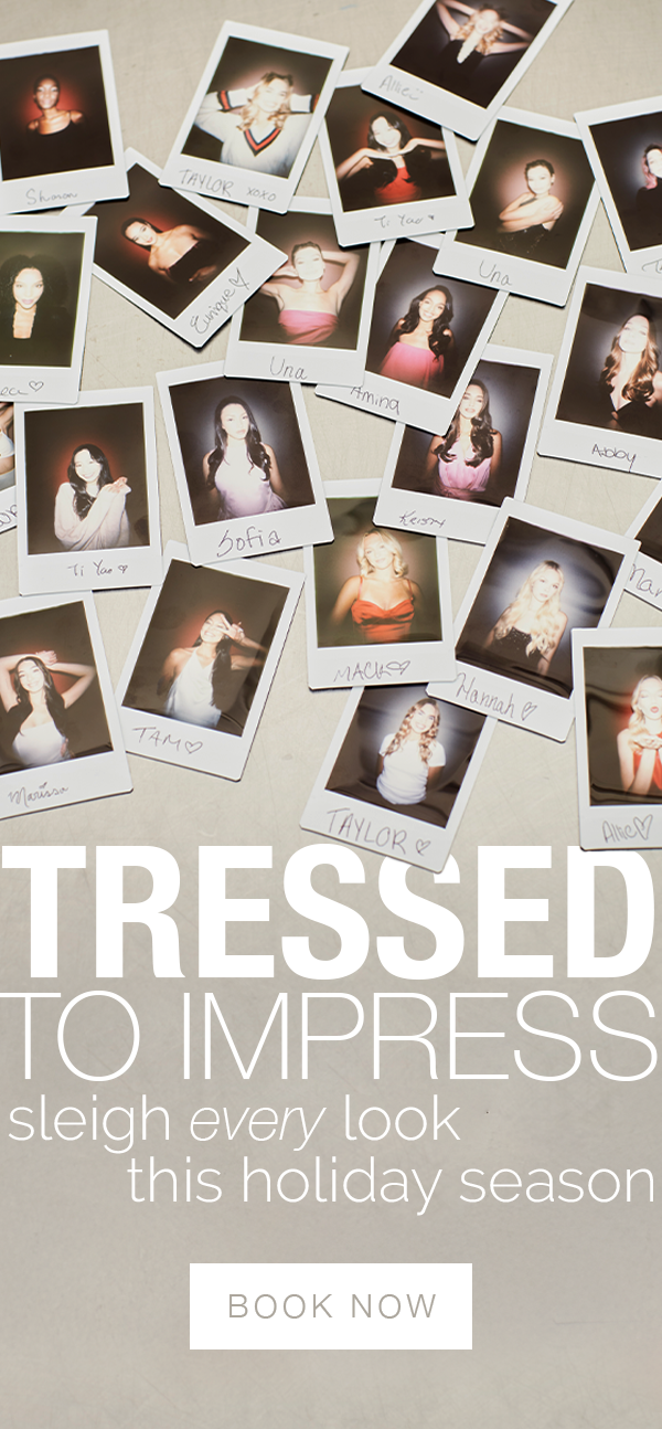 Collection of printed polaroid photos of women, each labeled with handwritten names, laid out on a surface