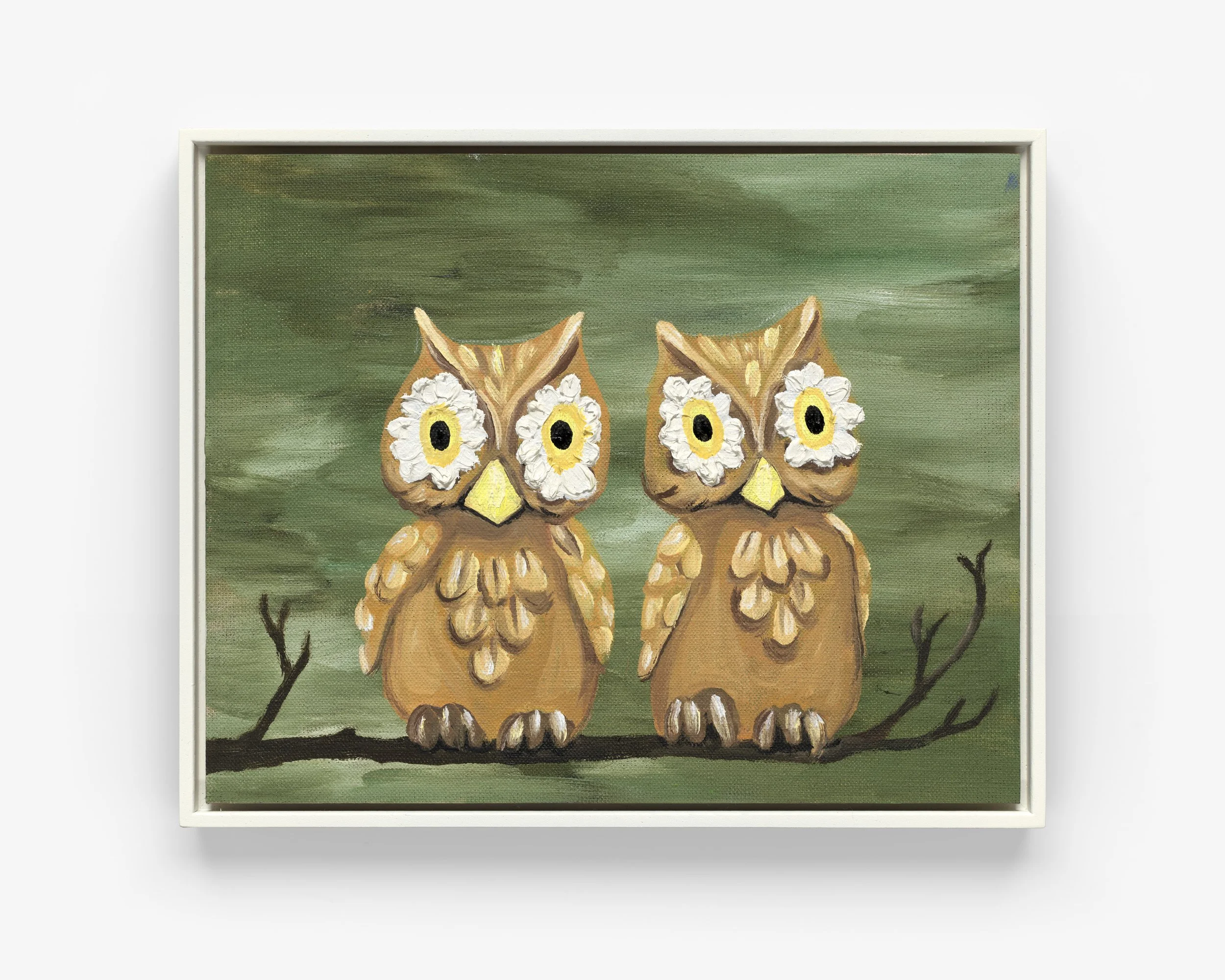 Two in the bush, oil on linen board,2025. 20.5 x 25.5cm (framed)