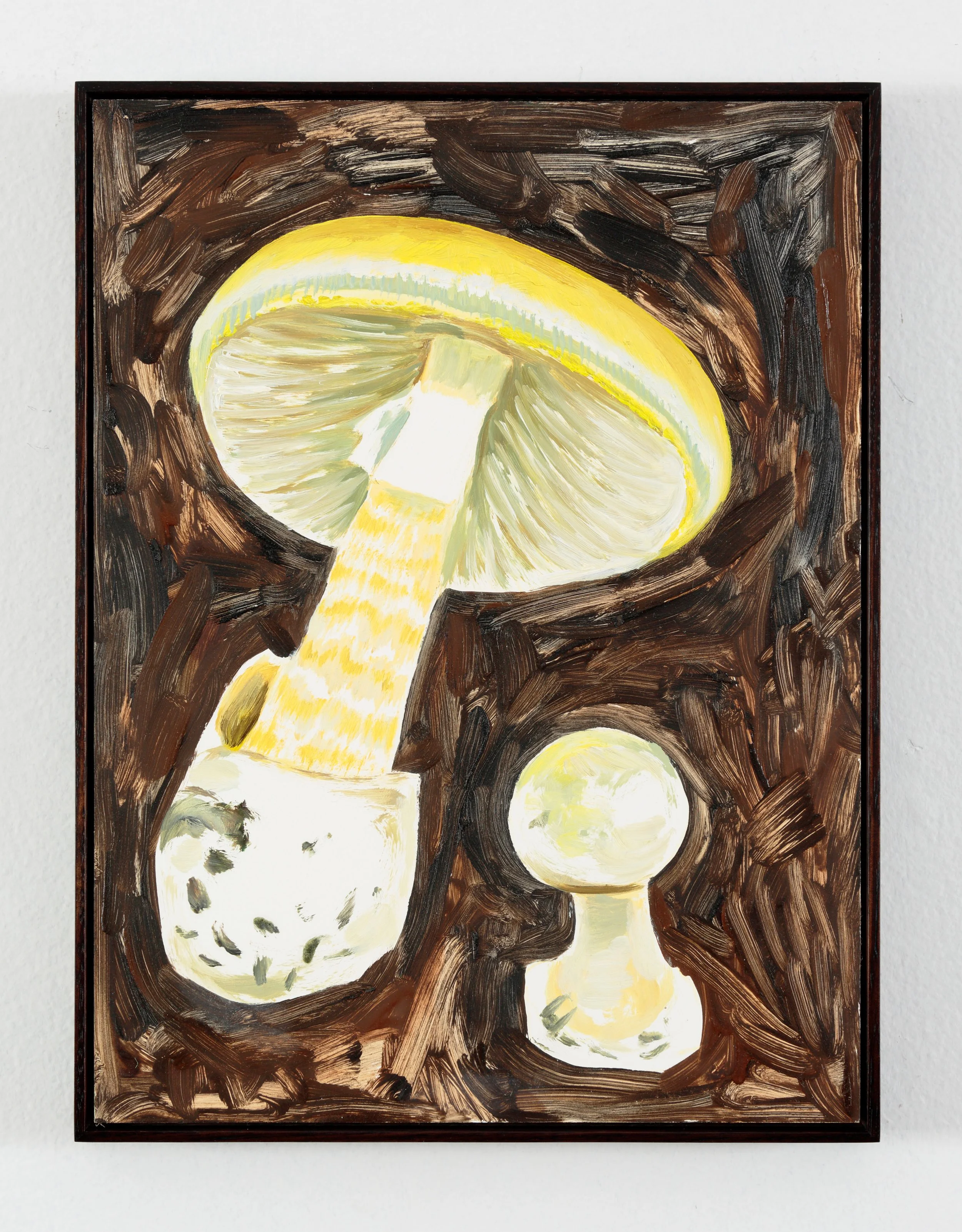 Death Caps, oil on clay board, 2025. 40 x 30cm (framed)